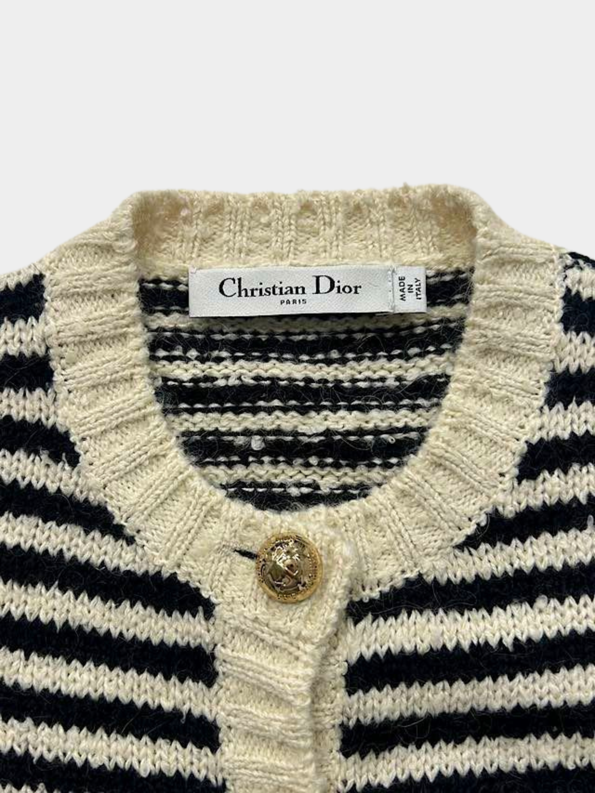 Christian Dior 2010s White Black Wool Mohair Cotton Cardigan
