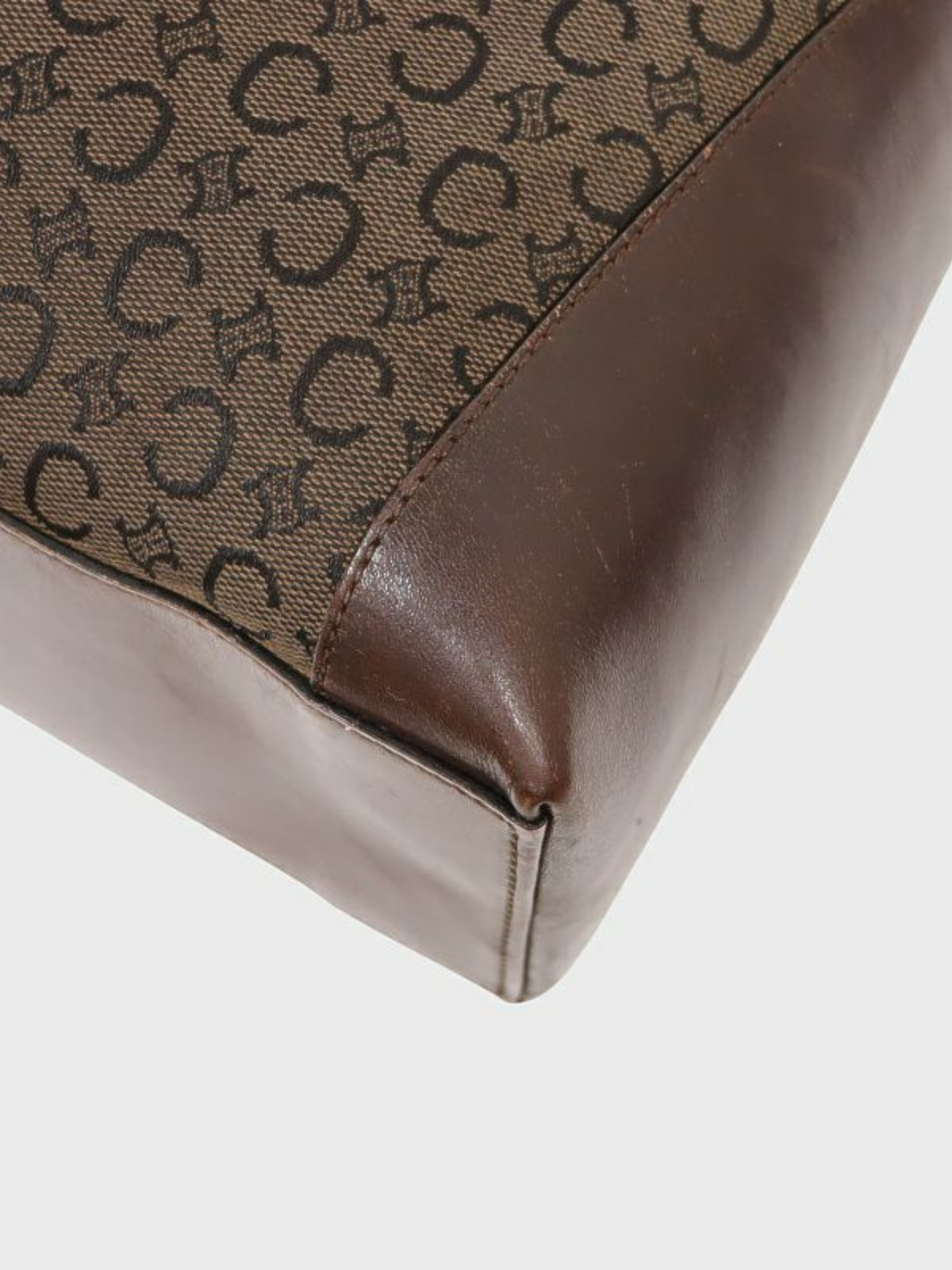 Celine 2000s Brown C-Macadam Canvas Leather One-Shoulder Bagc