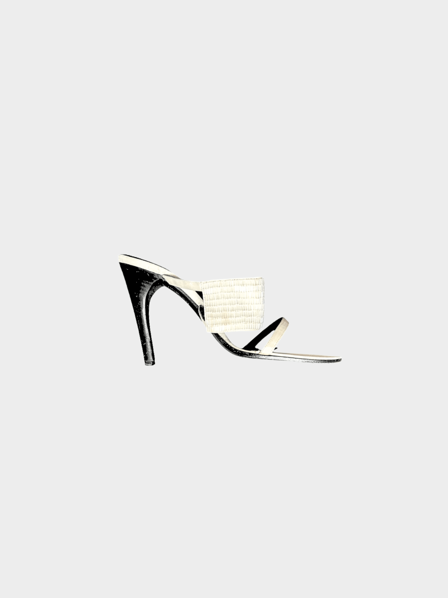 Gucci 2000s Off White Sequined Sandal Heels