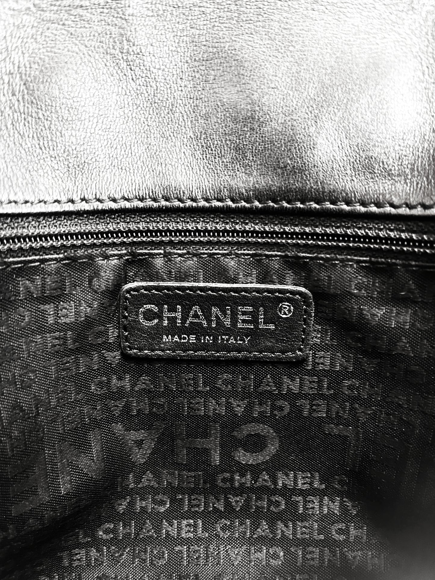 Chanel 2005 Black Glazed Calfskin Mademoiselle Reissue Medium Flap Bag