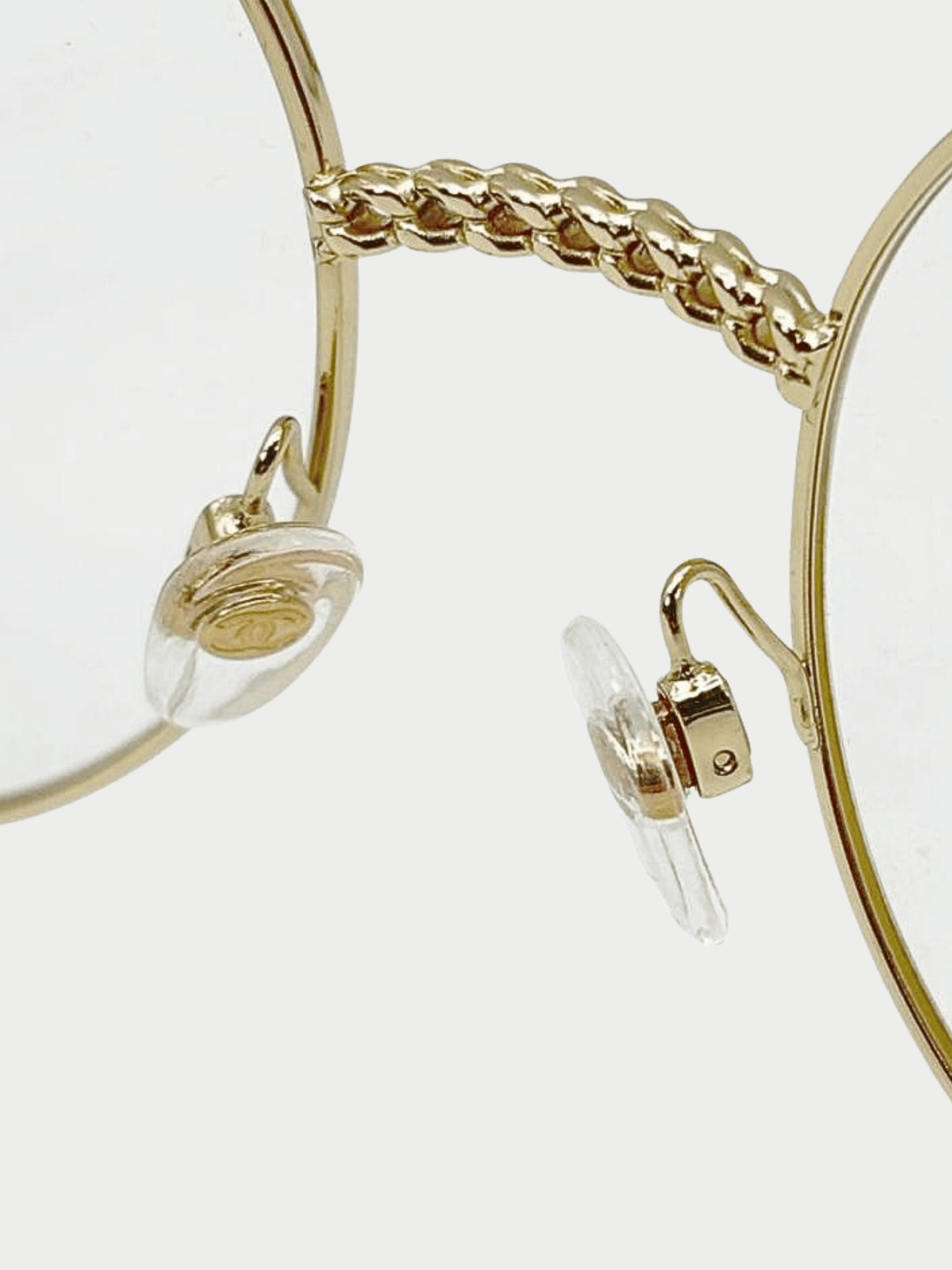 Chanel 2020s Gold Round Metal Strap Eyeglasses