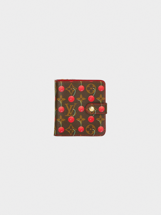 Louis Vuitton x Takashi Murakami 2005 Brown Cherry Print Monogram Bifold Wallet