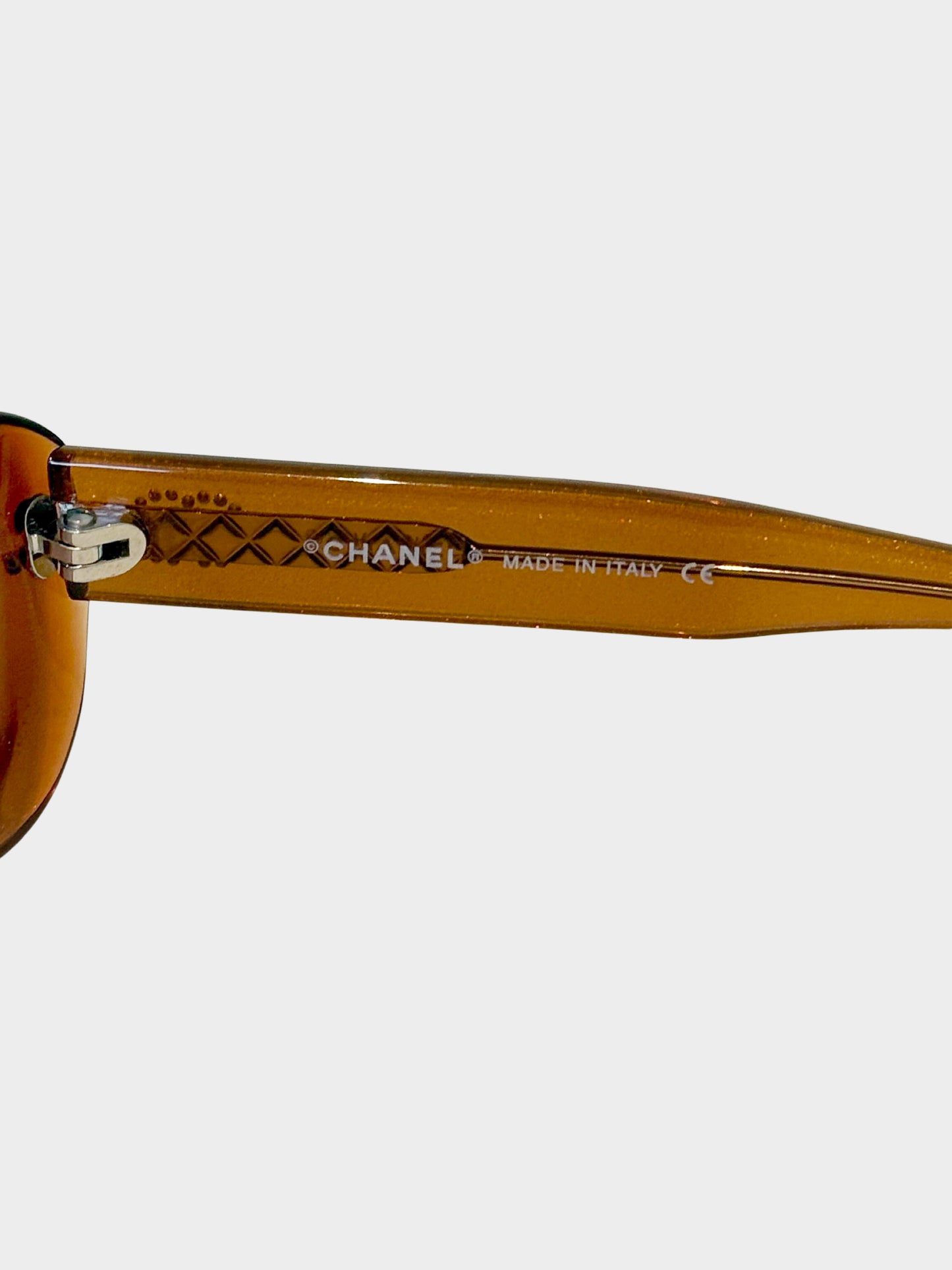 Chanel 2000s Brown CC Rectangular Sunglasses