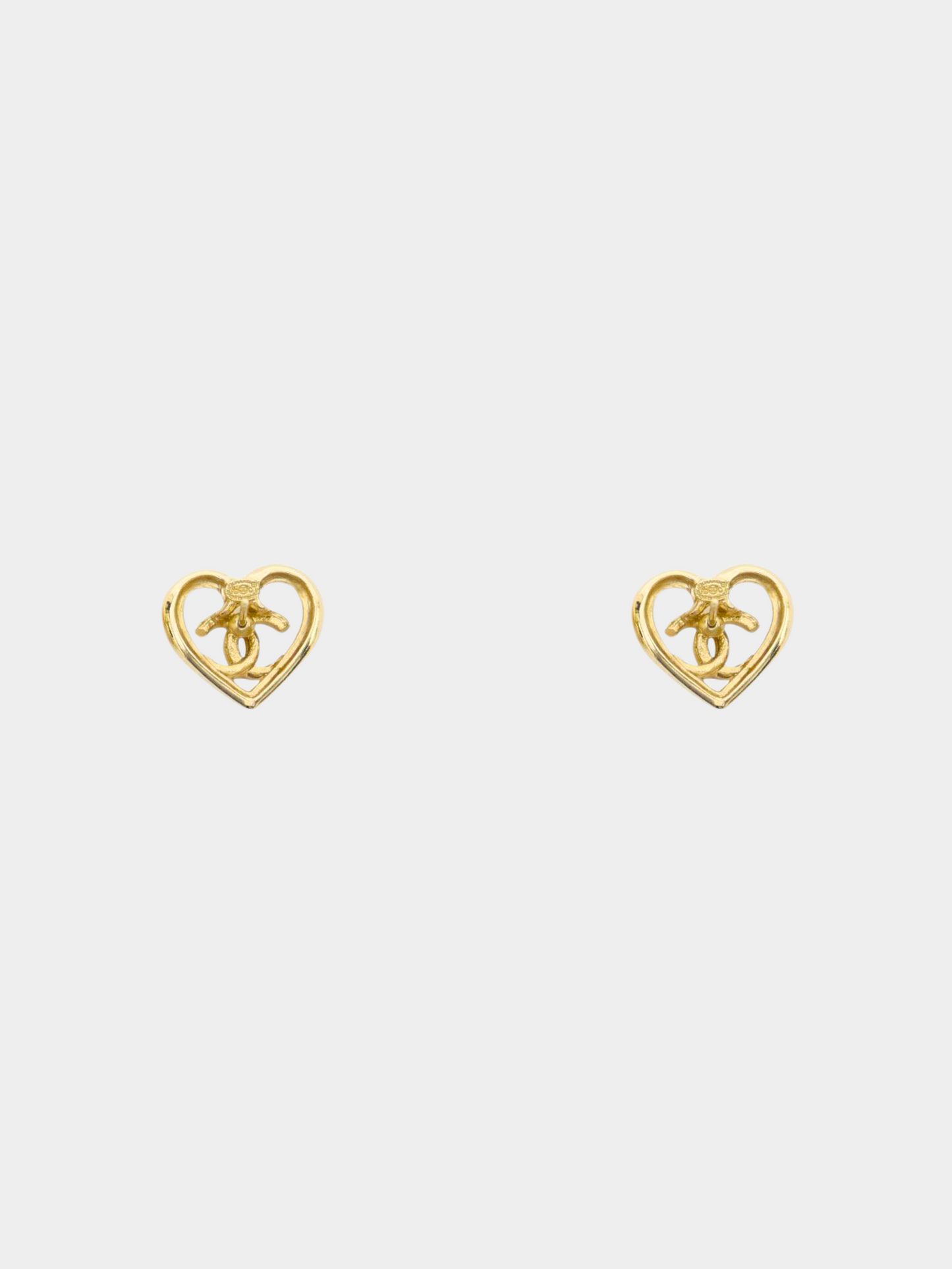 Chanel 2000s Gold Coco Heart Stud Earrings