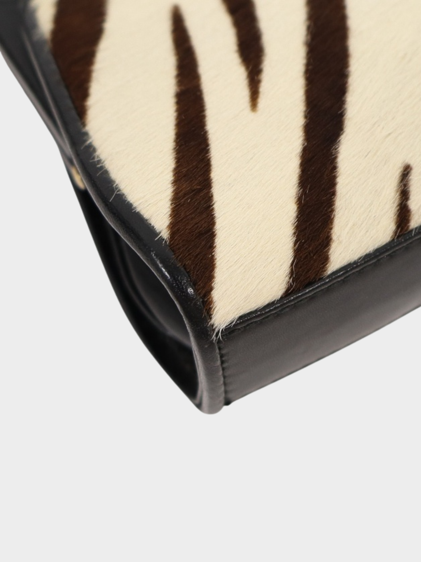 Gucci 2000s Ivory Brown Black Haircalf Leather Shoulder Bag