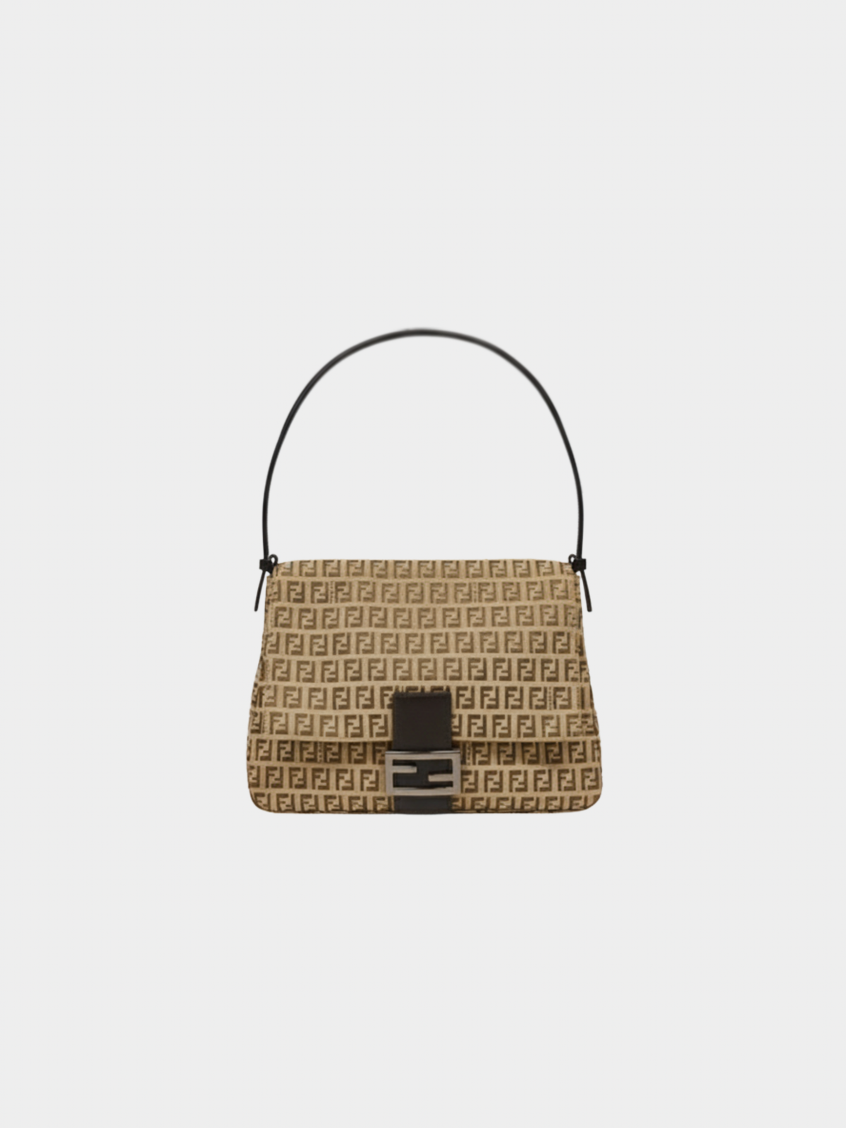Fendi 2000s Beige Zucca Canvas Mamma Baguette Bag