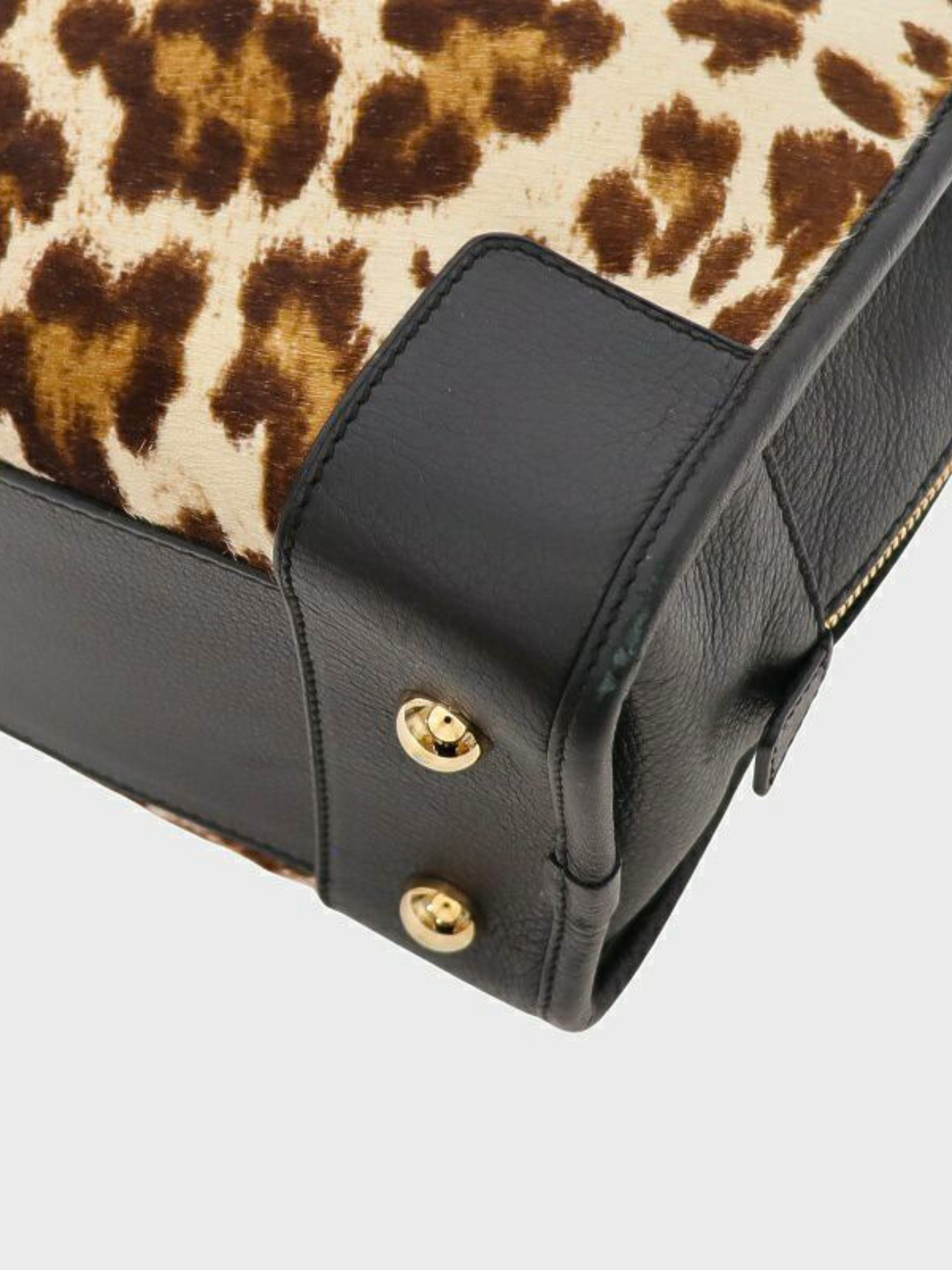 Loewe 2000s Black and Leopard Leather Pony Hair Amazona 36 Bag