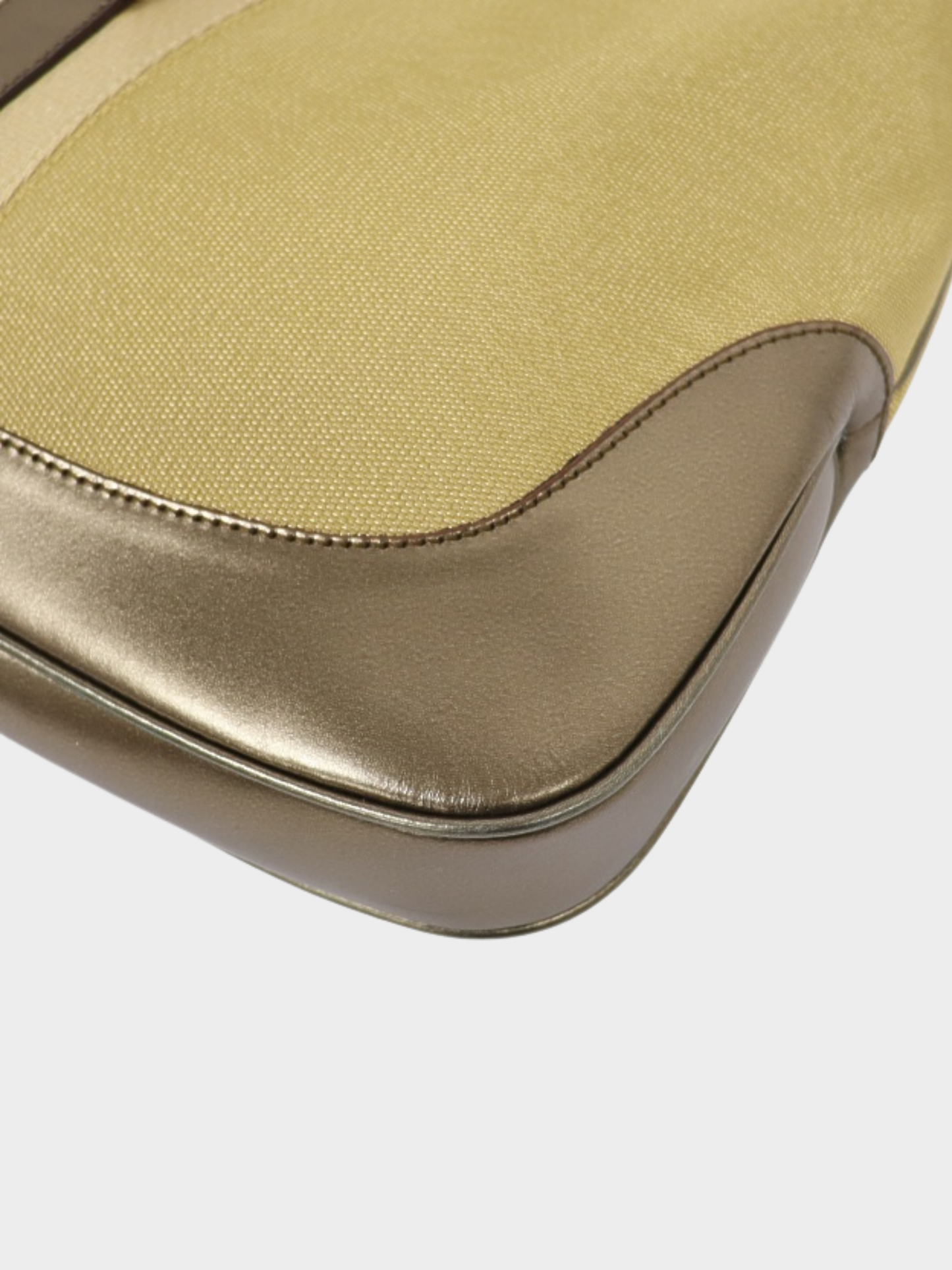 Gucci 2000s Gold Canvas Leather Jackie Shoulder Bag