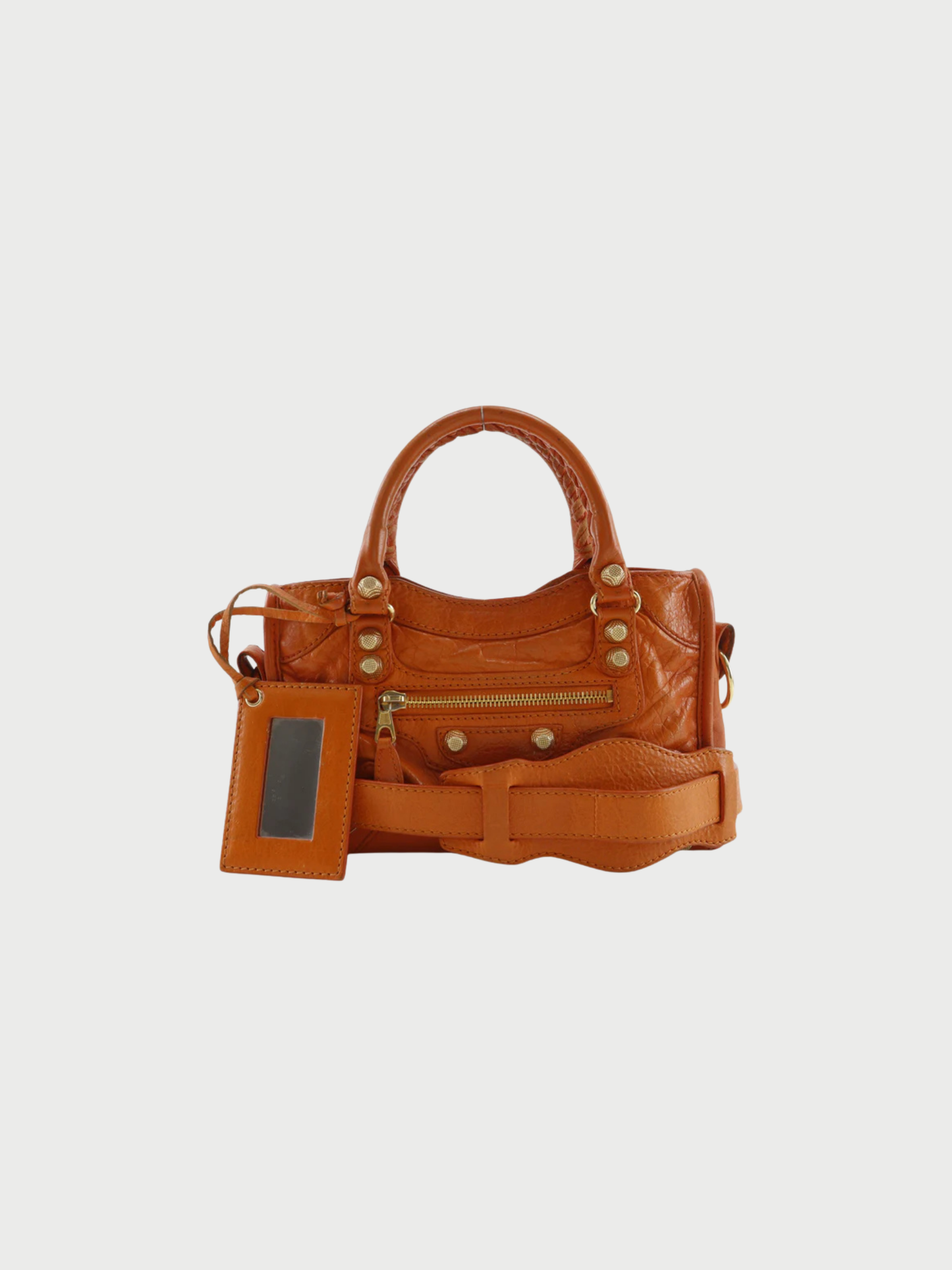 Balenciaga 2000s Orange Calfskin City Mini 2-Way Handbag