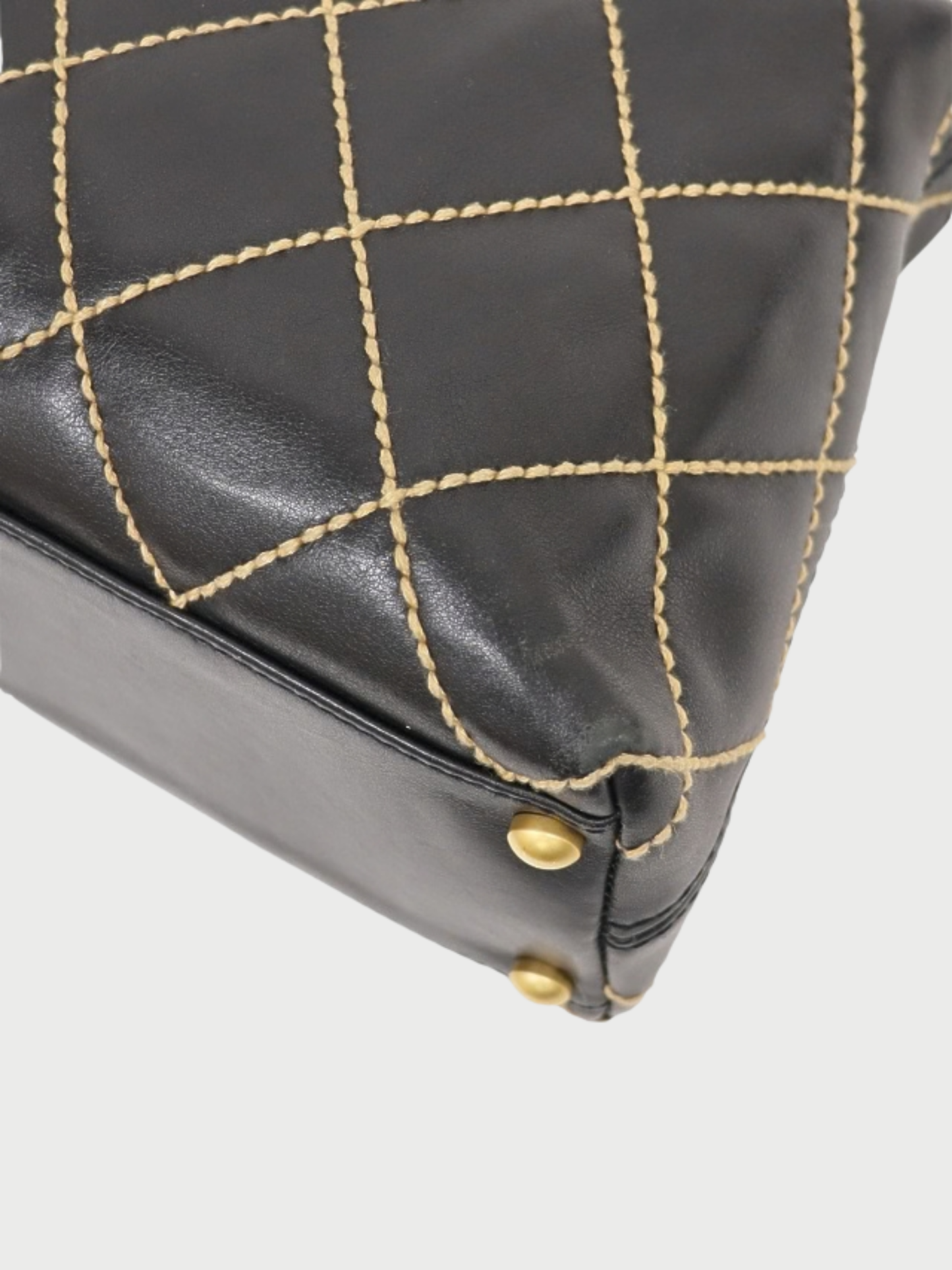 Chanel 2003 Black Wild Stitch Leather One Shoulder Bag