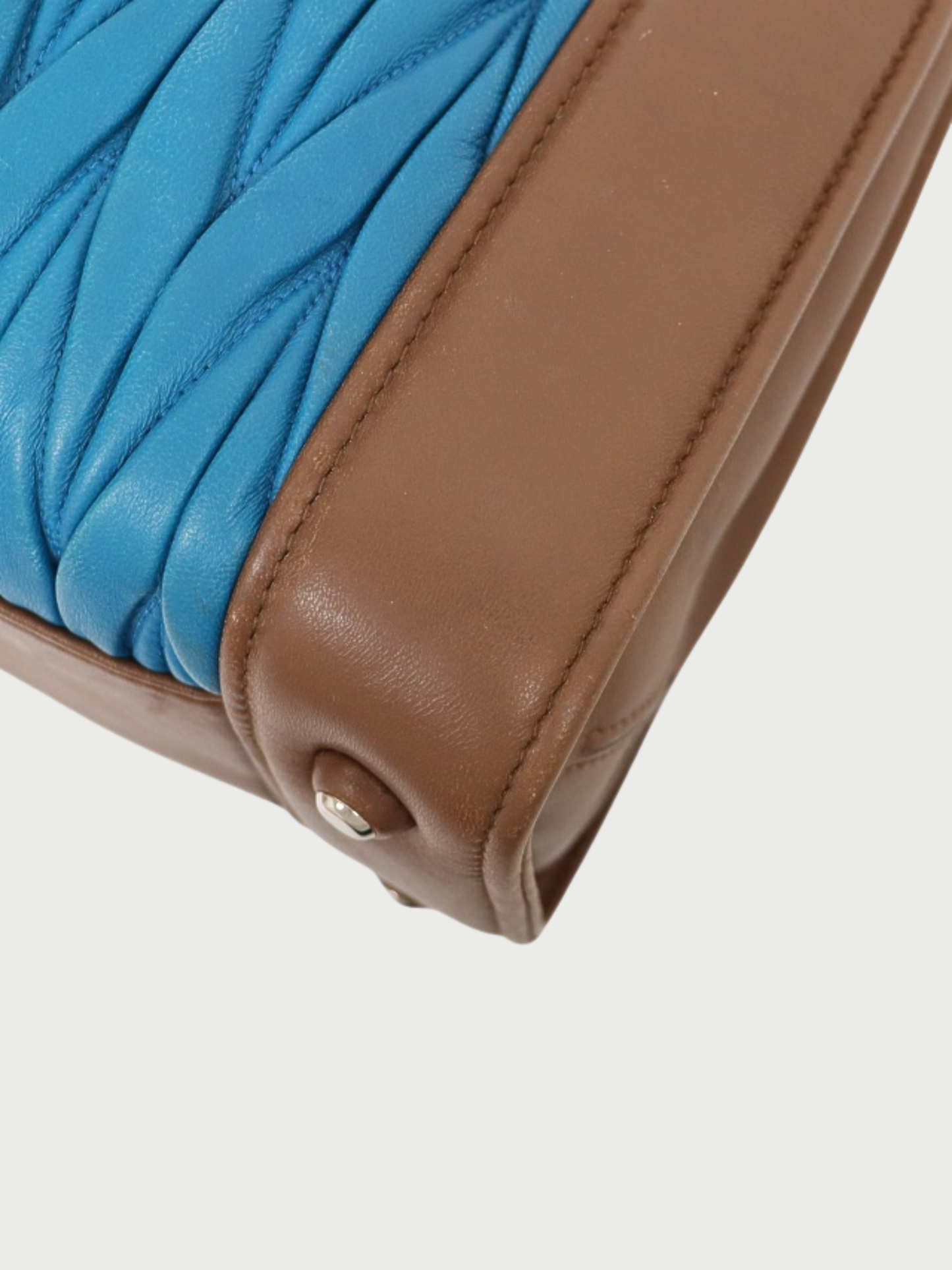 Miu Miu 2010s Brown Blue Leather Matelassé 2Way Bag