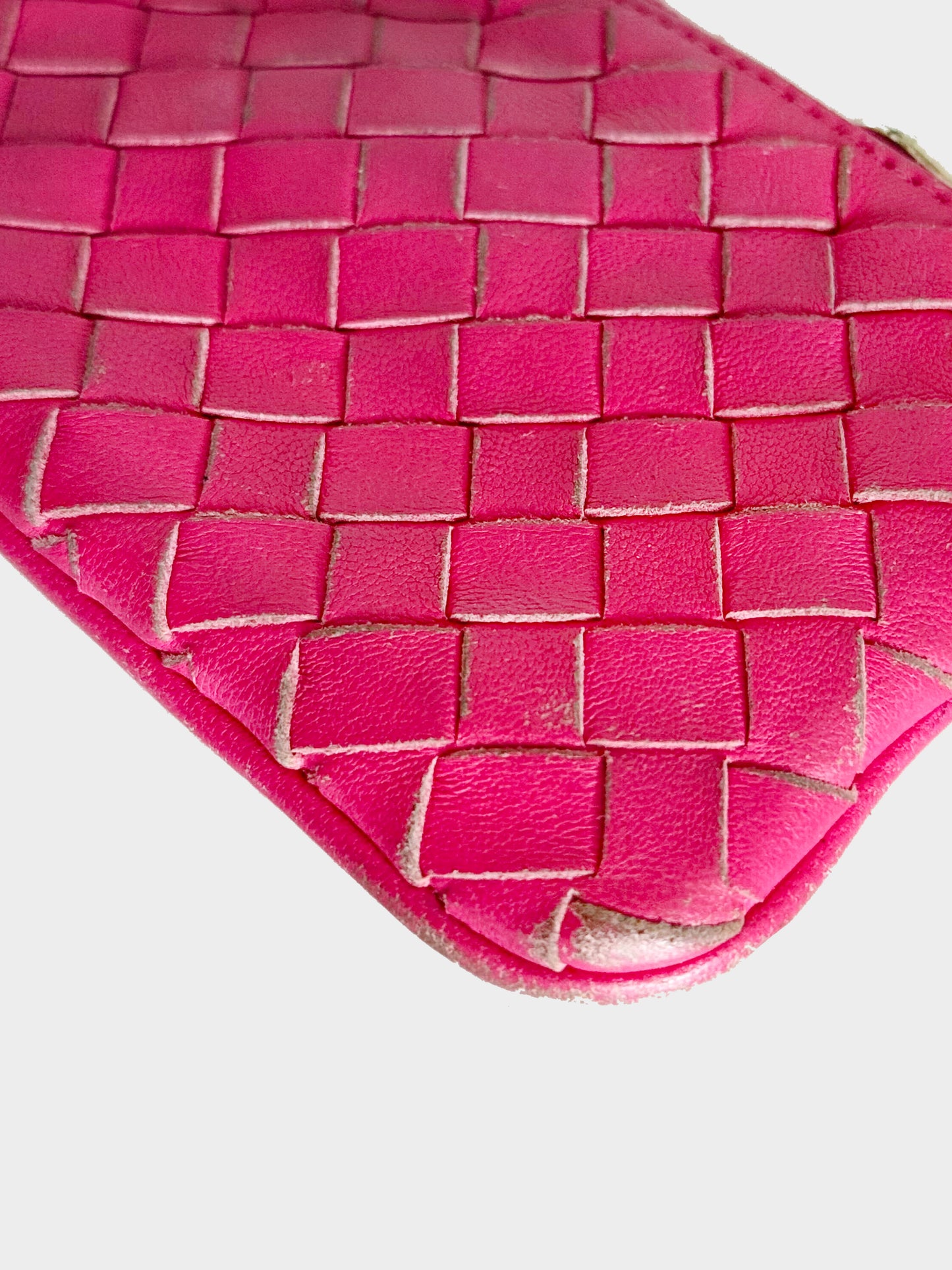 Bottega Veneta 2000s Pink Woven Leather Key Case