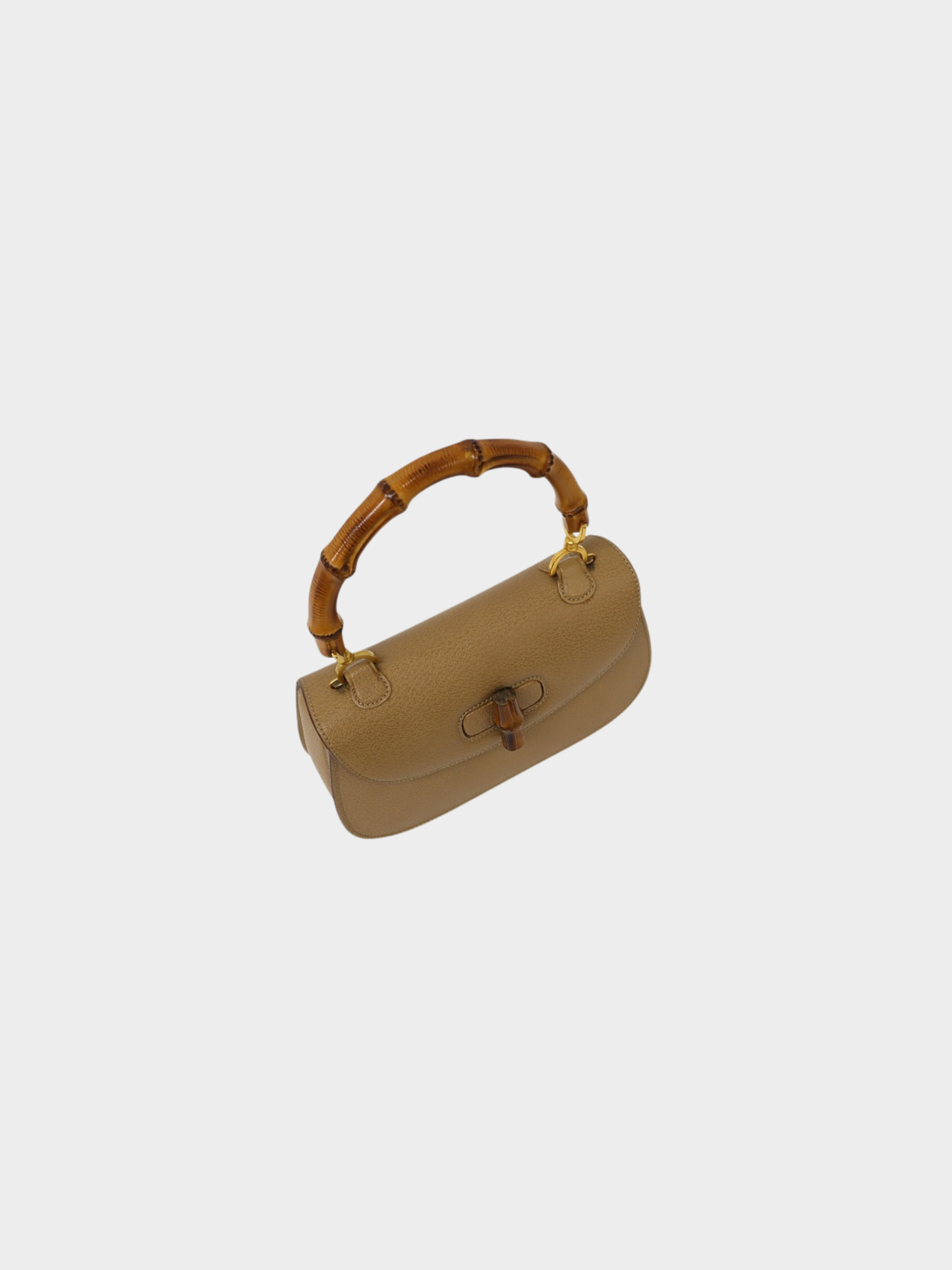 Gucci 2000s Beige Leather Bamboo Turn Lock 2-Way Bag
