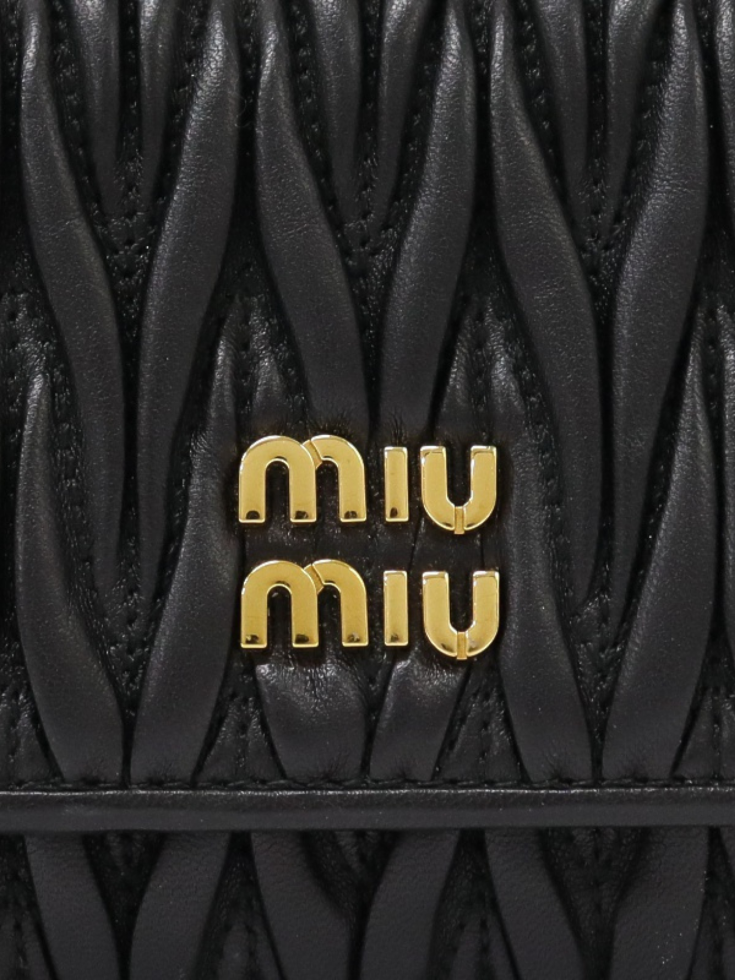 Miu Miu 2020s Black Leather Matelassé Wallet