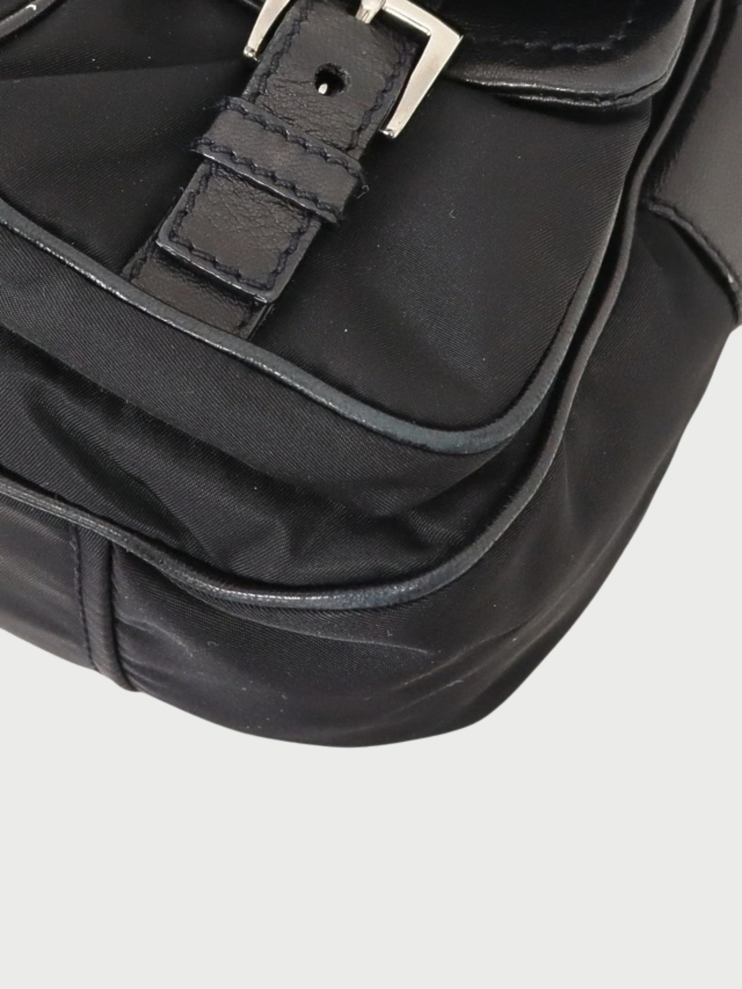 Prada 2000s Black Nylon Triangle Logo One-Shoulder Bag