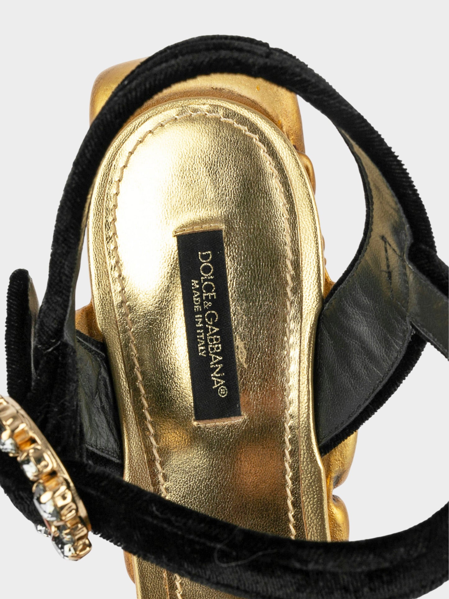 Dolce and Gabbana 2010s Black and Gold Baroque Platform Heels