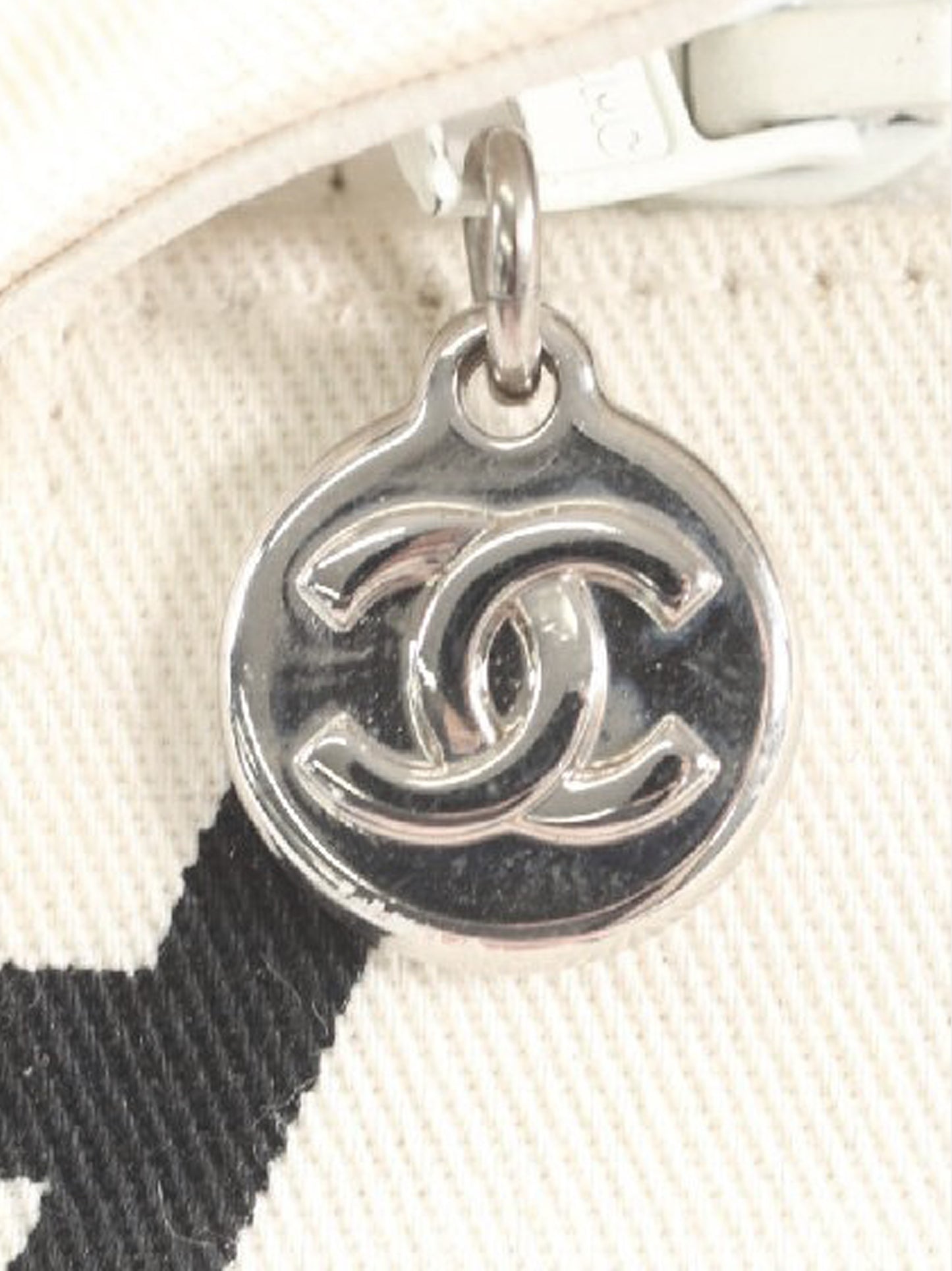 Chanel 1996-1997 White and Black Logo Print Quilted Canvas Flap Bag