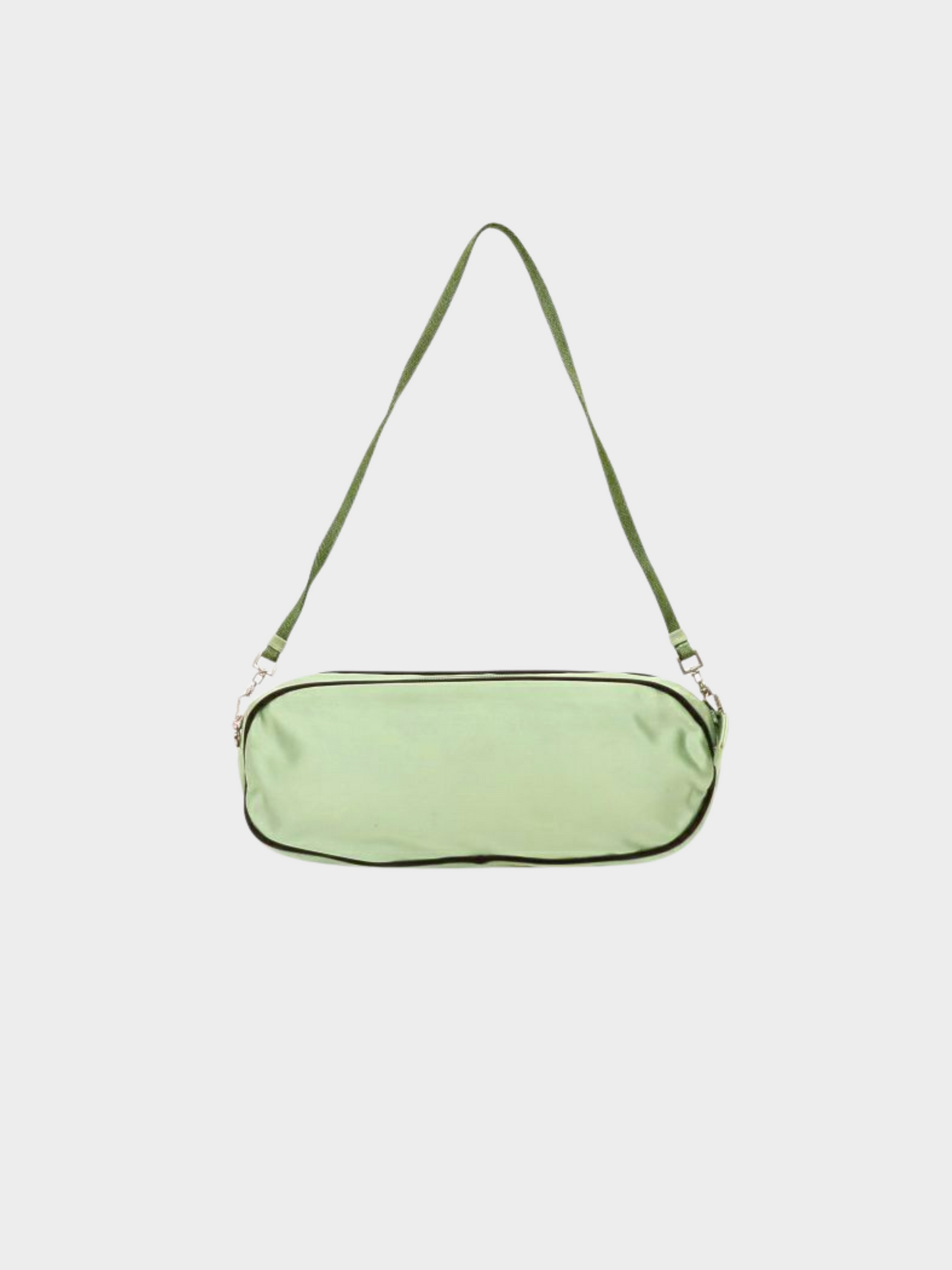Prada 2000s Green Satin Triangle Logo Shoulder Bag