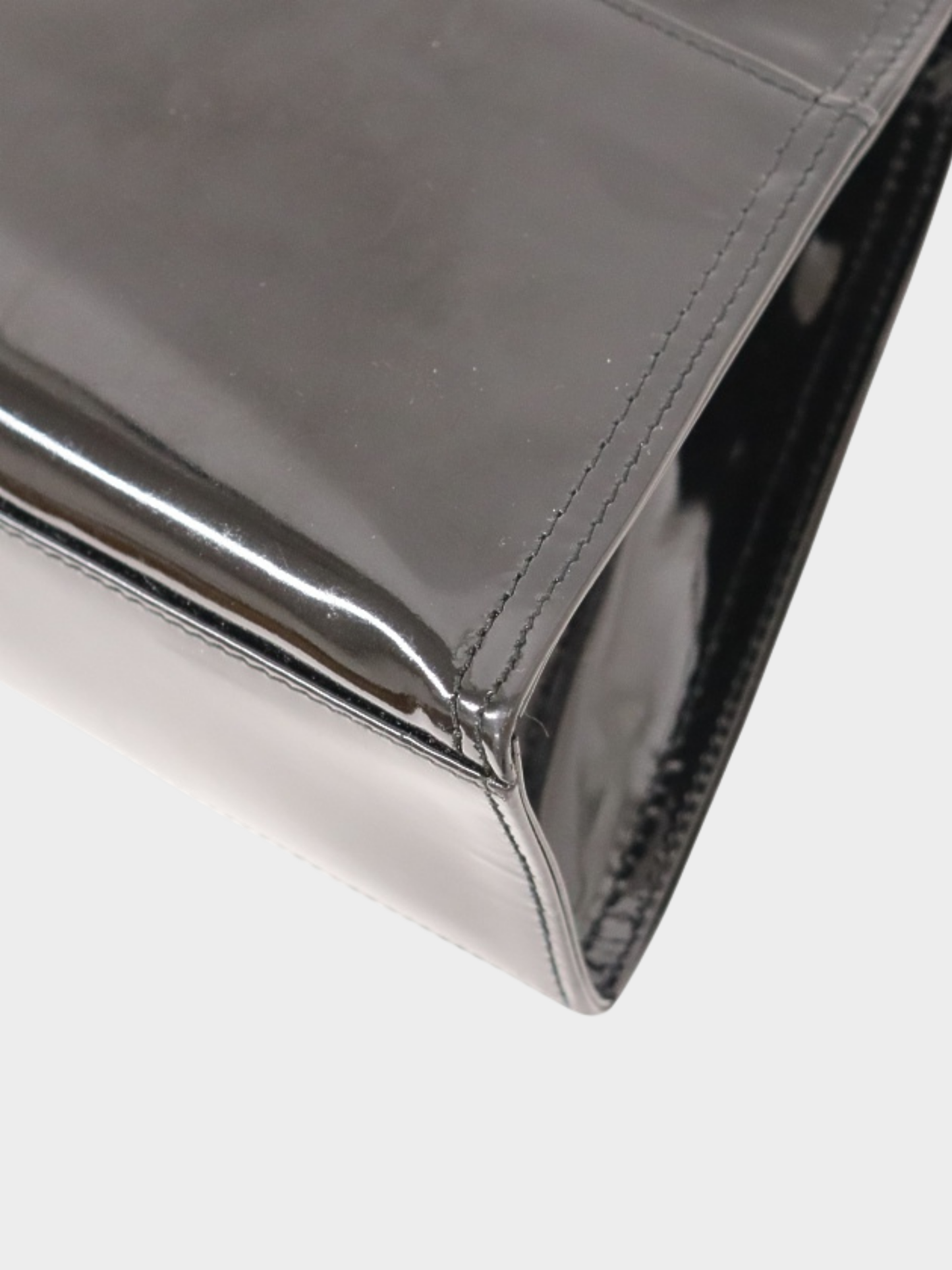 Fendi 2000s Black Patent Leather Logo Handbag