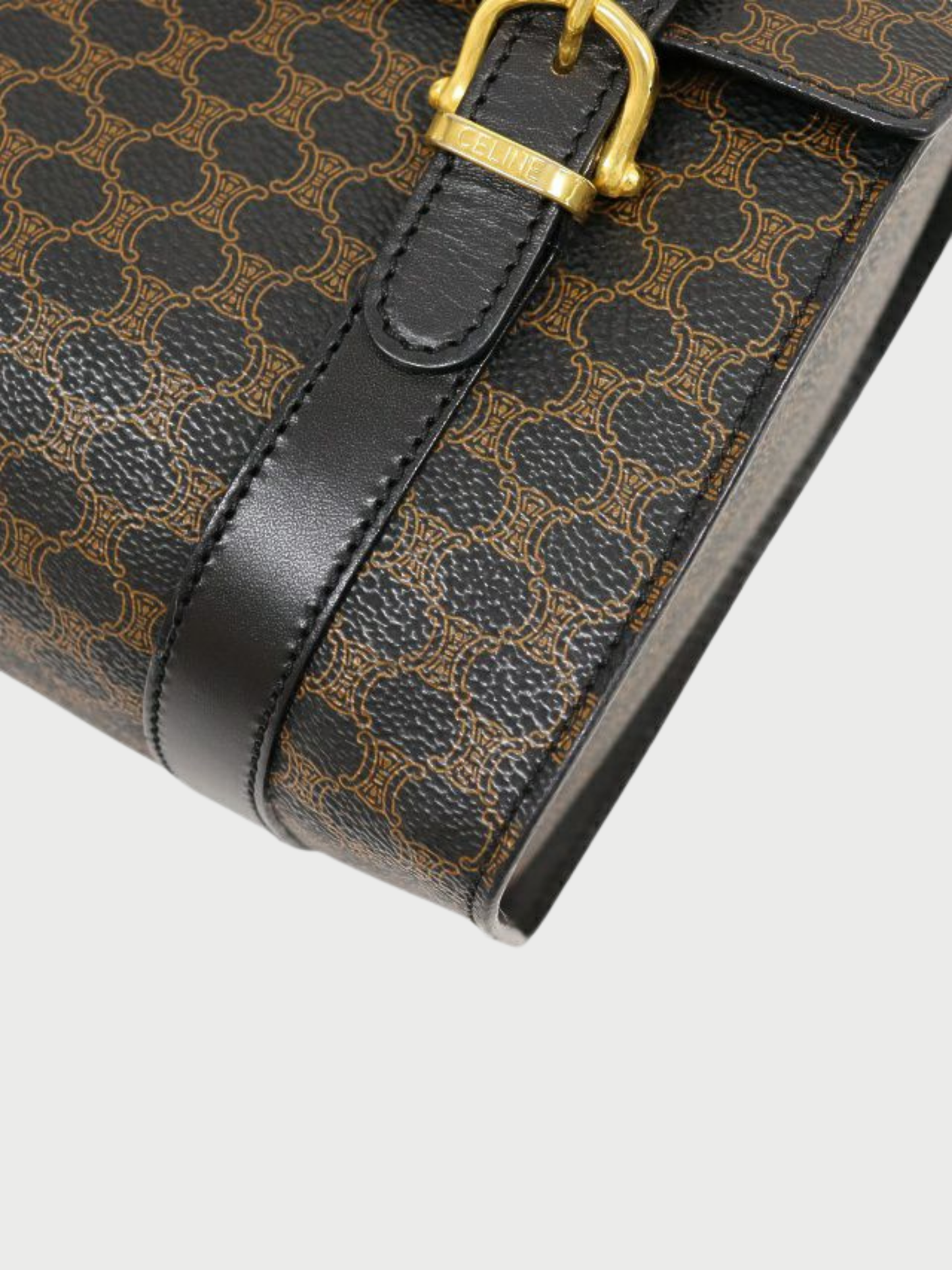 Celine 1990s Black PVC Macadam Triomphe Handbag