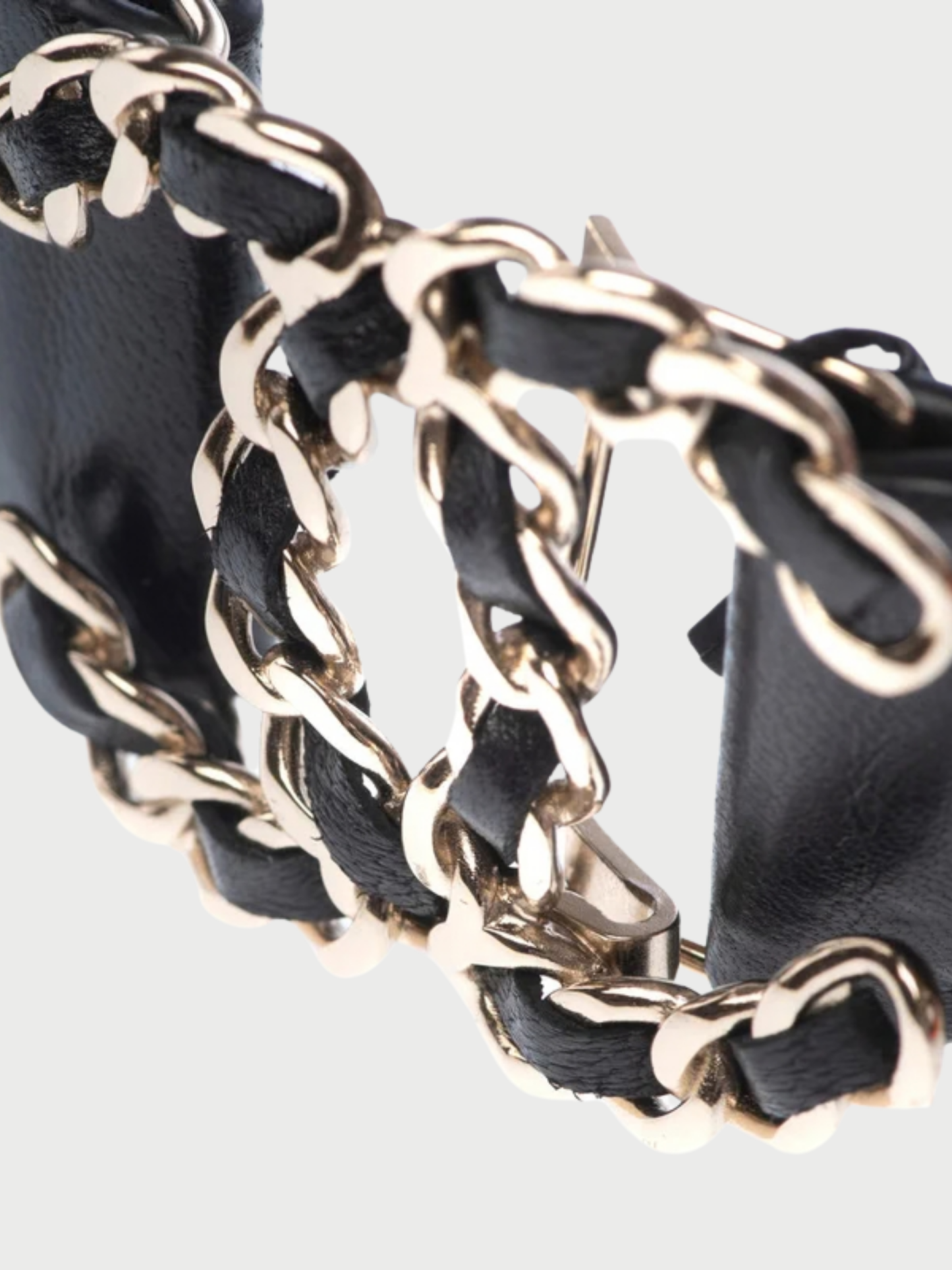 Chanel 1990s Black Leather Elastic CC Buckle Belt