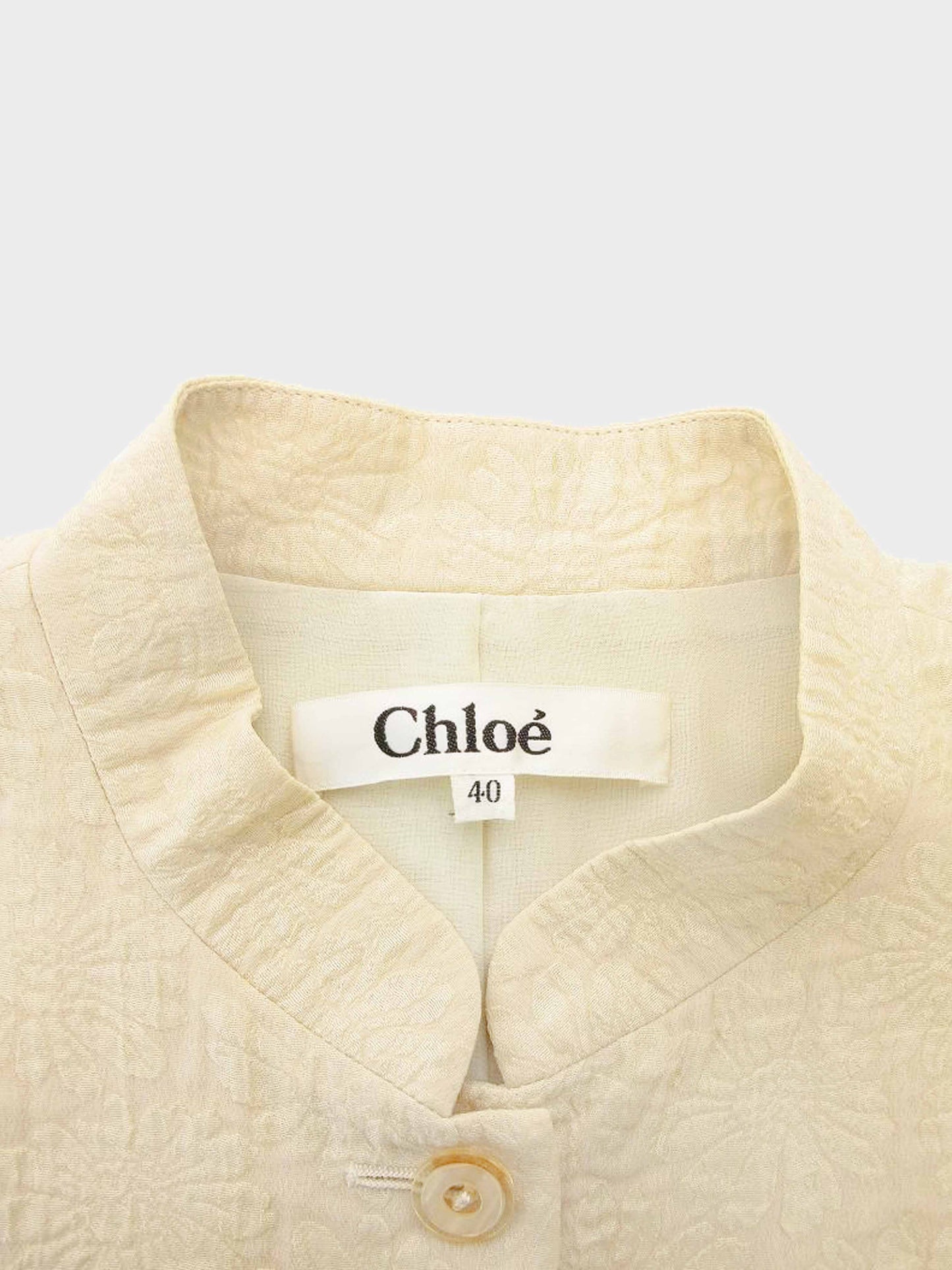 Chloé 2000s Beige Floral Silk Blend Jacquard Jacket