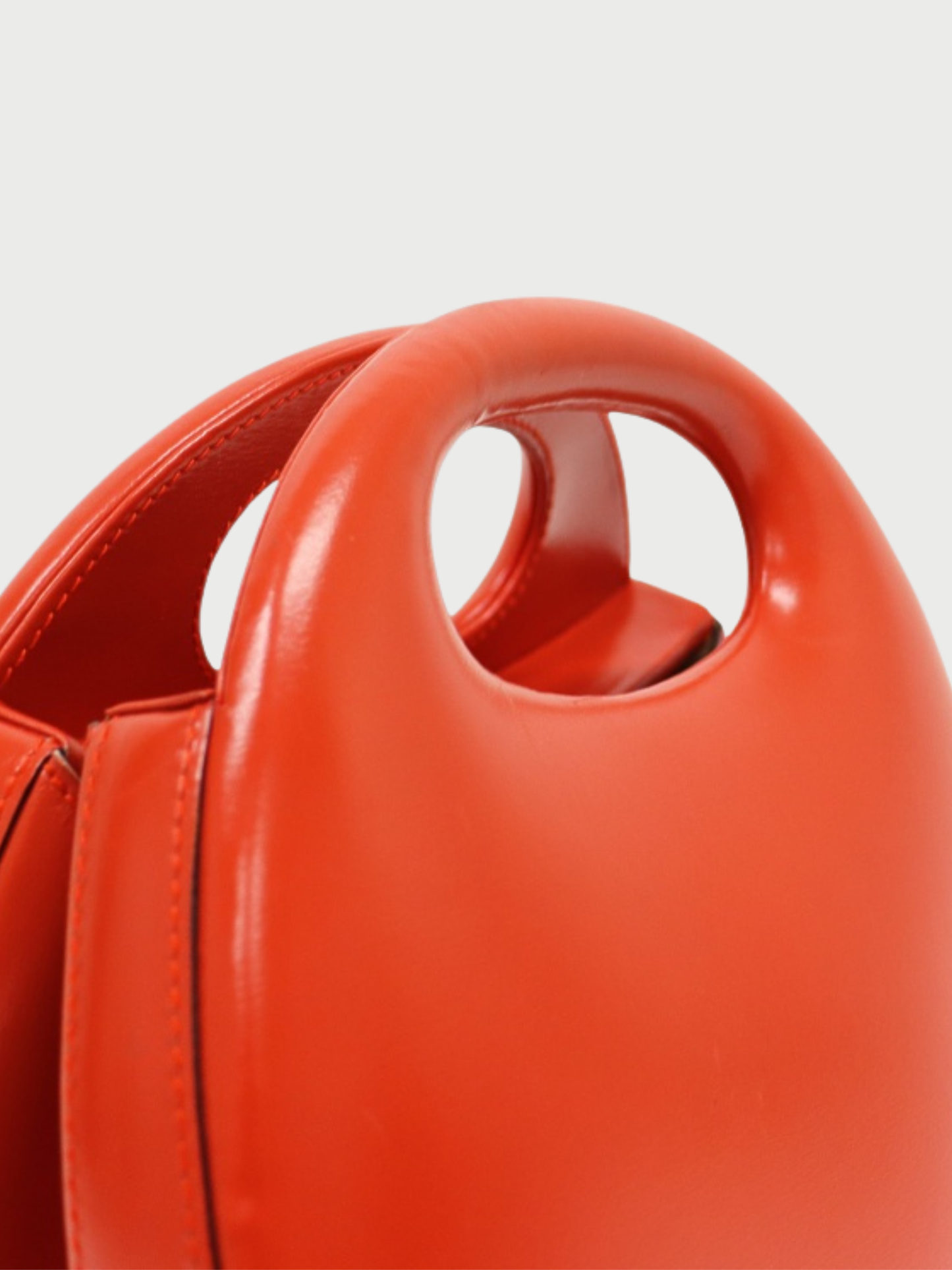Loewe 2000s Red Leather Anagram Round Handbag