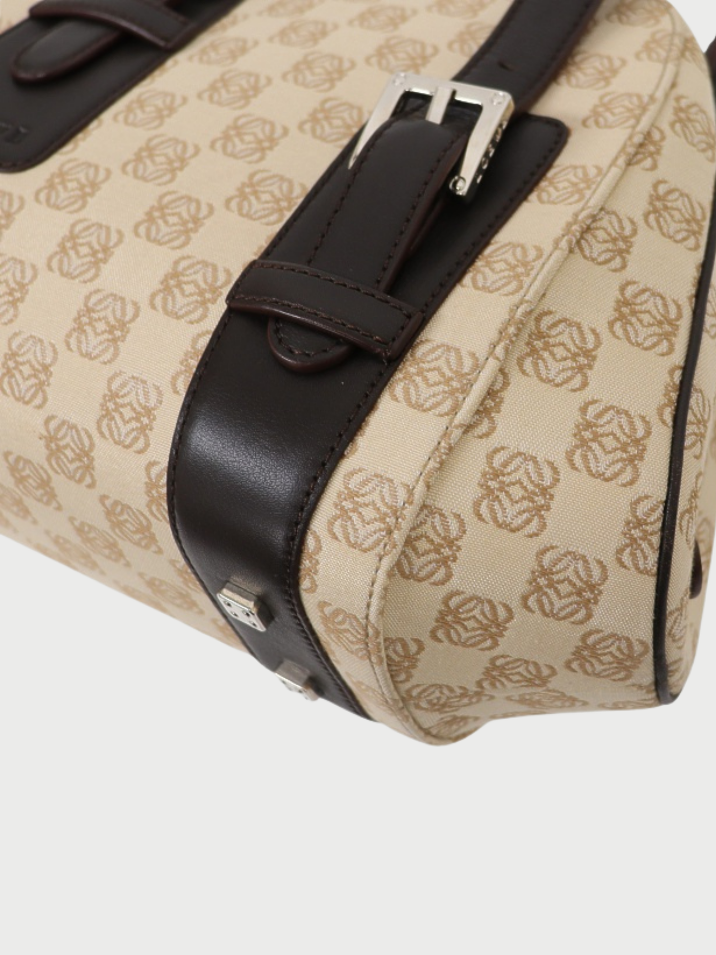 Loewe 2000s Ivory Brown Canvas Leather Senda Bag