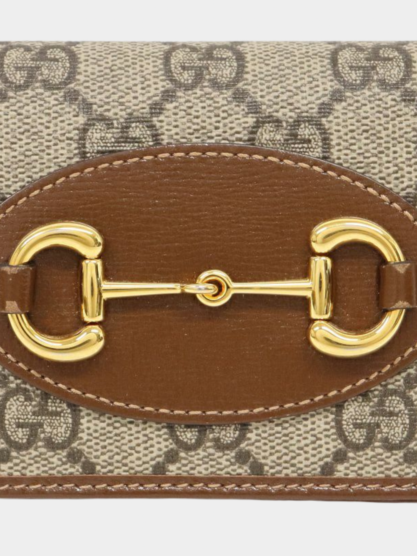 Gucci 2020s Beige Brown PVC Leather Horsebit 1955 Small Wallet