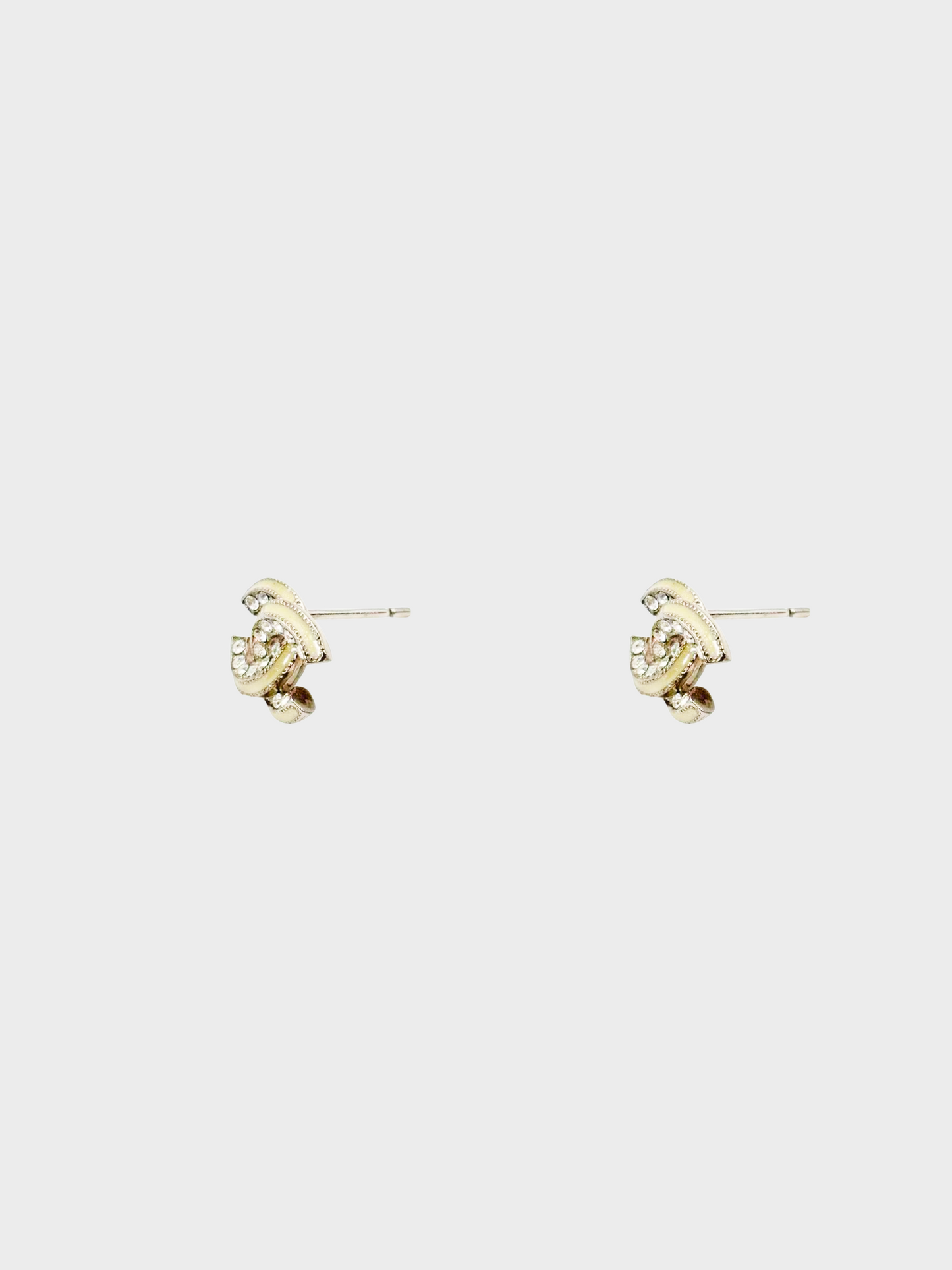 Chanel 2011 Cruise Mini Ivory Rhinestone CC Earrings