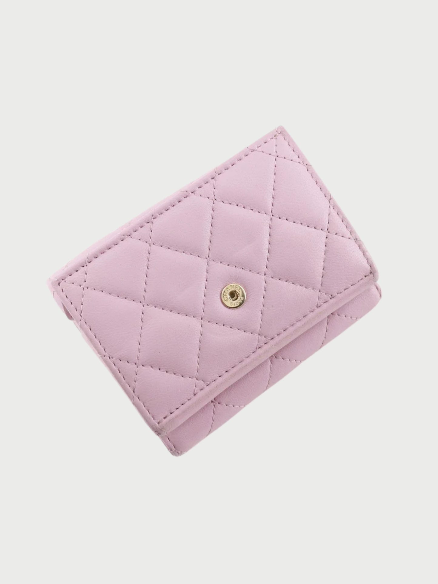Chanel 2020s Gold Lambskin Matelassé Small Flap Trifold Wallet