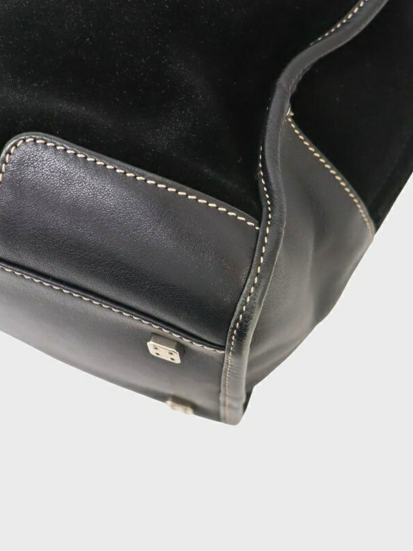 Loewe 2000s Black Suede and Leather Amazona 36 Bag