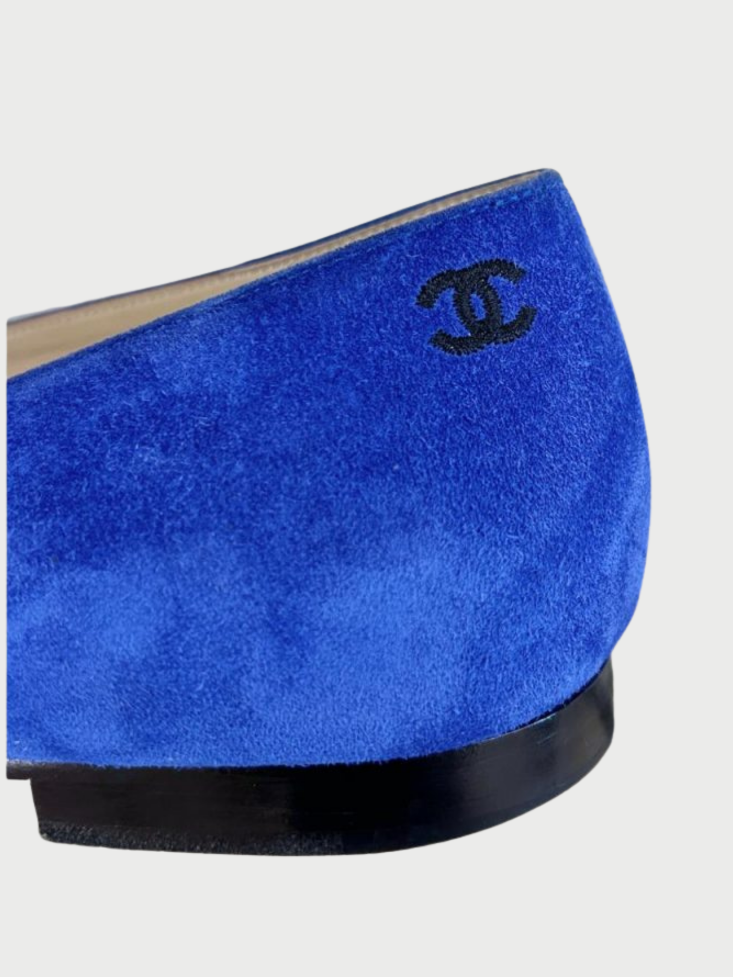 Chanel 2010s Indigo Suede Satin Cap Toe Flats