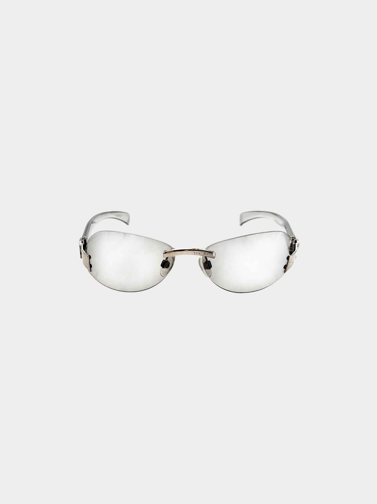 Chanel 2000s Grey Translucent Rimless Sunglasses