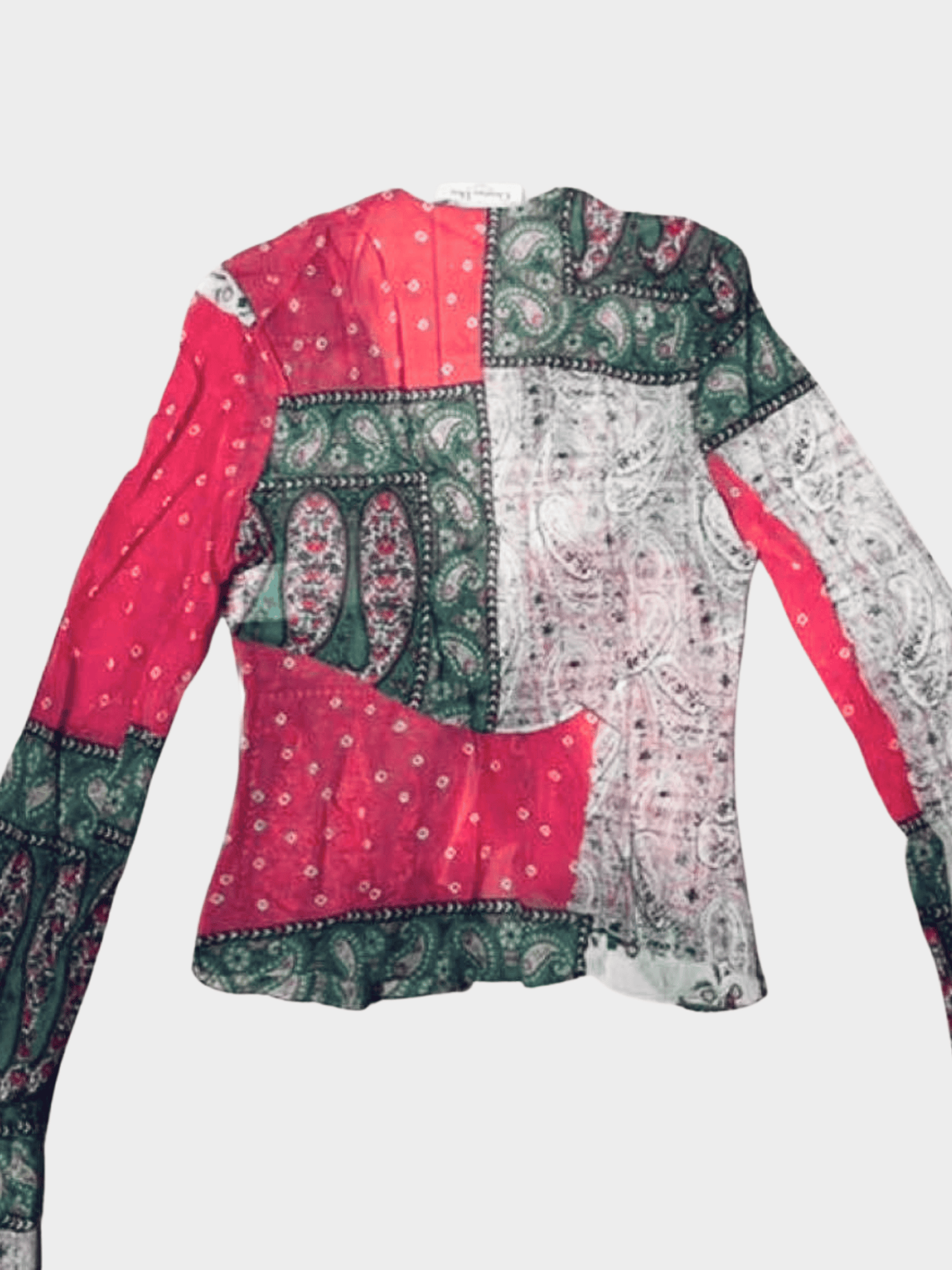 Christian Dior SS 2004 Pink and Green Silk Paisley Top