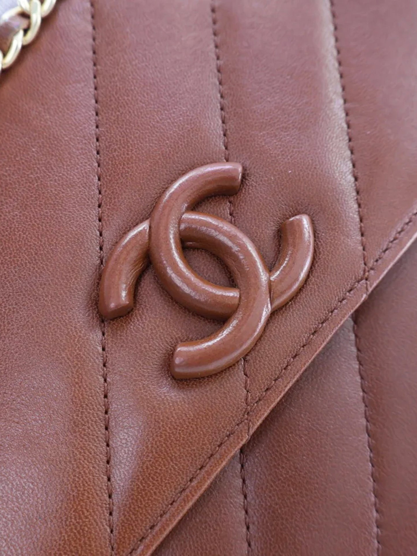 Chanel 2015-2016 Brown Lambskin Covered CC Signature Flap Bag