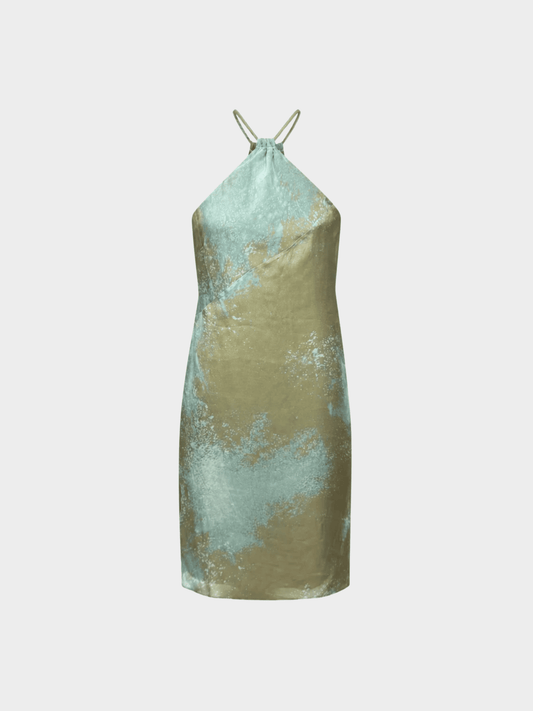 John Galliano SS 2016 Printed Halter Neck Dress