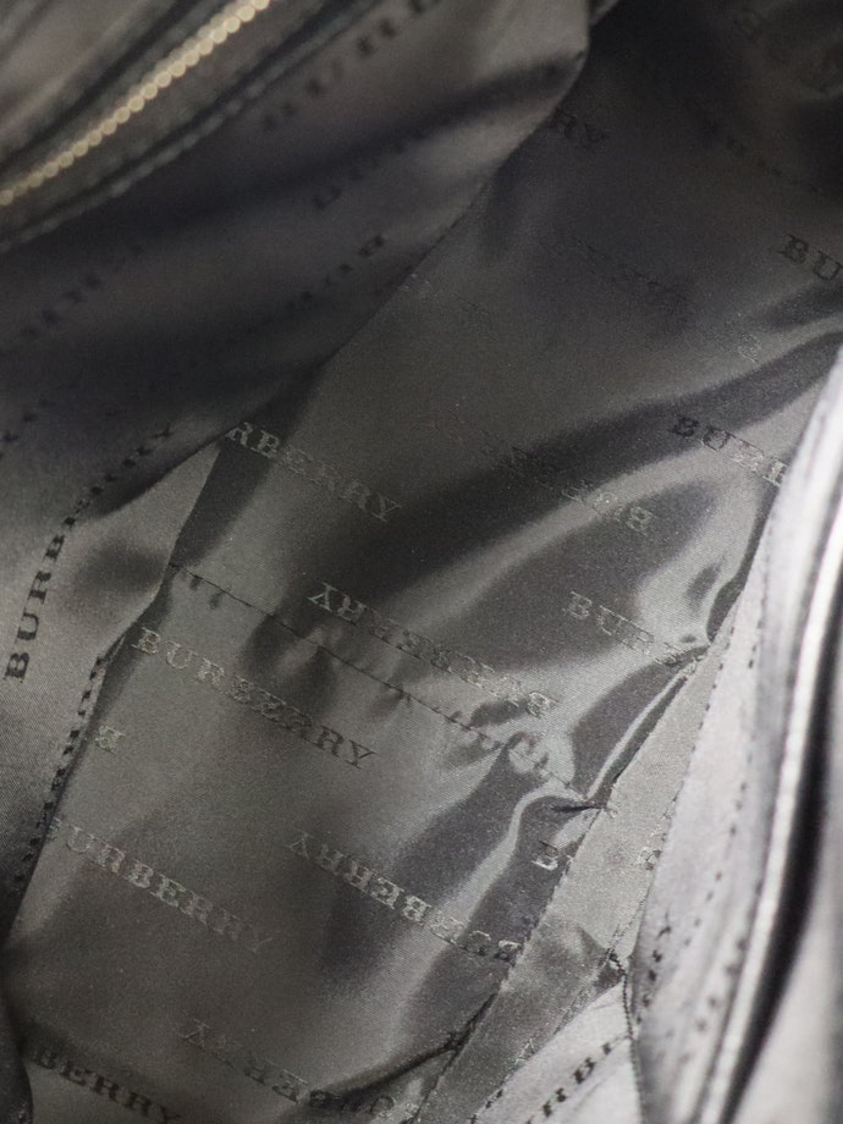 Burberry 2000s Black Beige Check Nylon Leather Handbag