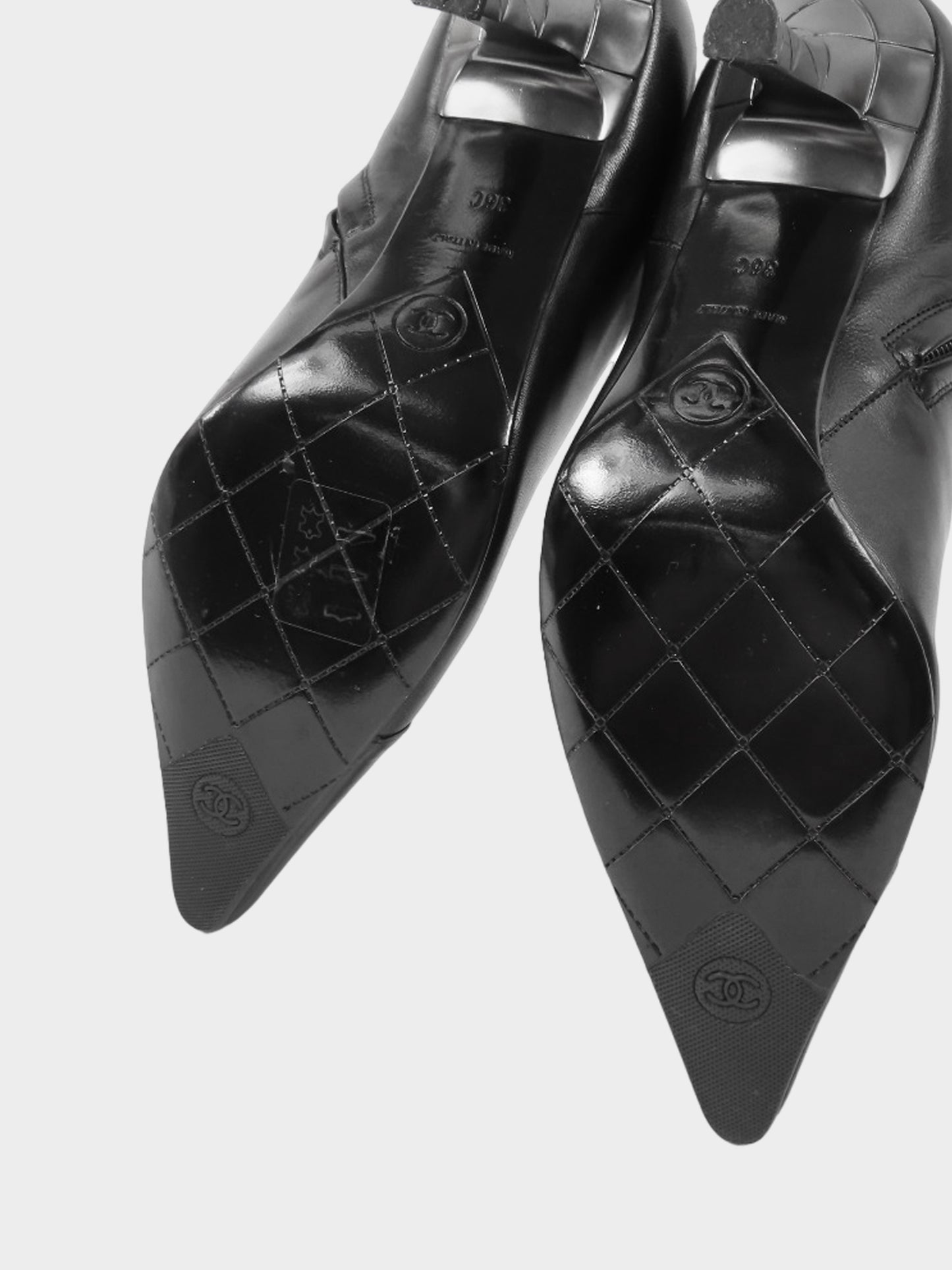 Chanel 2010s Black Leather Pointed Long Boots