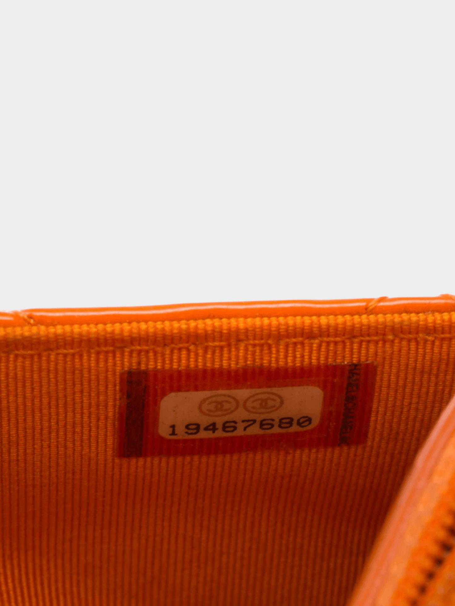 Chanel 2014 Orange Quilted Patent Leather Classic WOC Clutch Bag