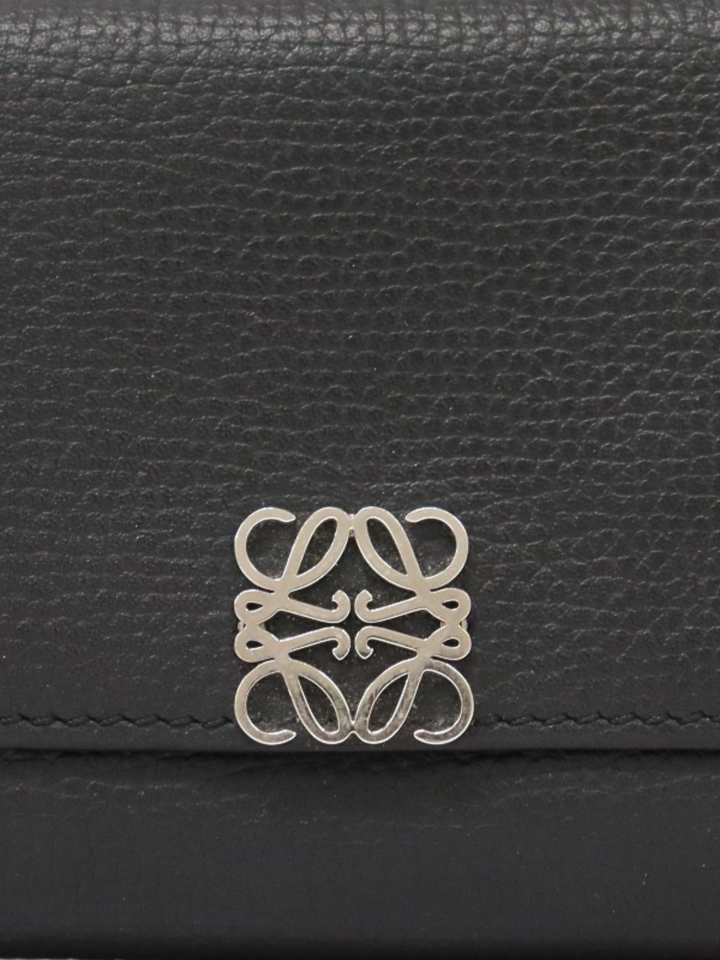 Loewe 2020s Black Leather Trifold Compact Wallet