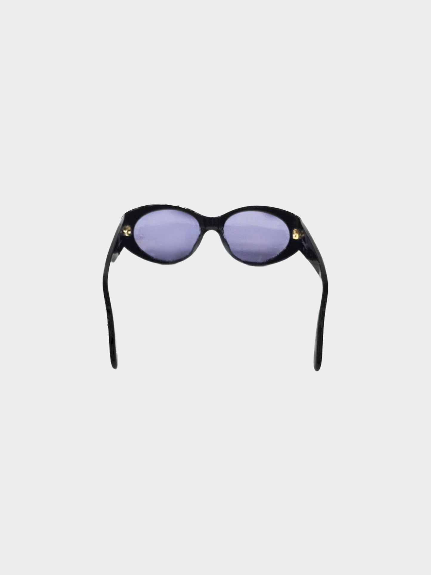 Chanel 2000s Black CC Oval Sunglasses