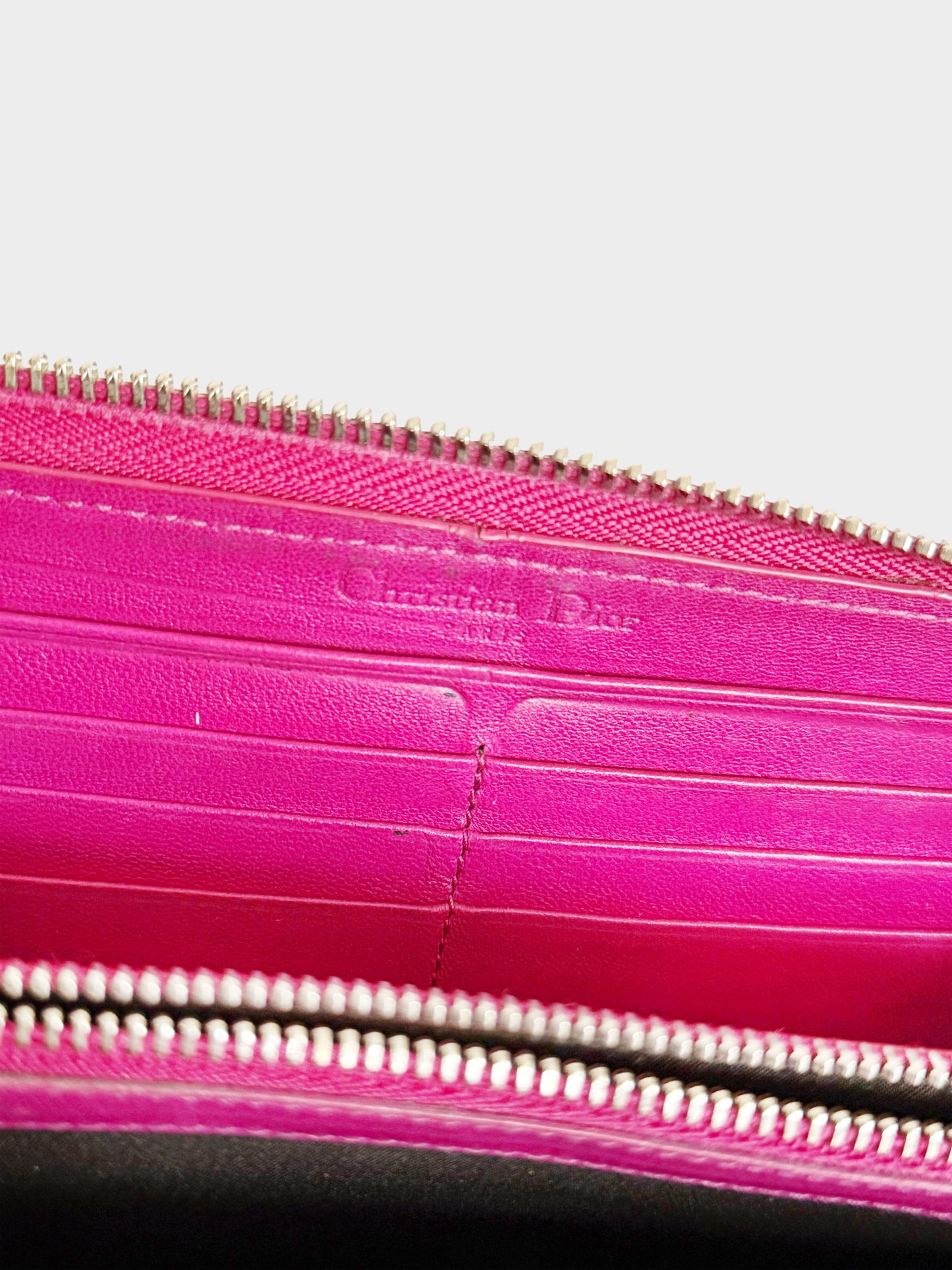 Christian Dior Late 2000s Pink Braided Leather Wallet