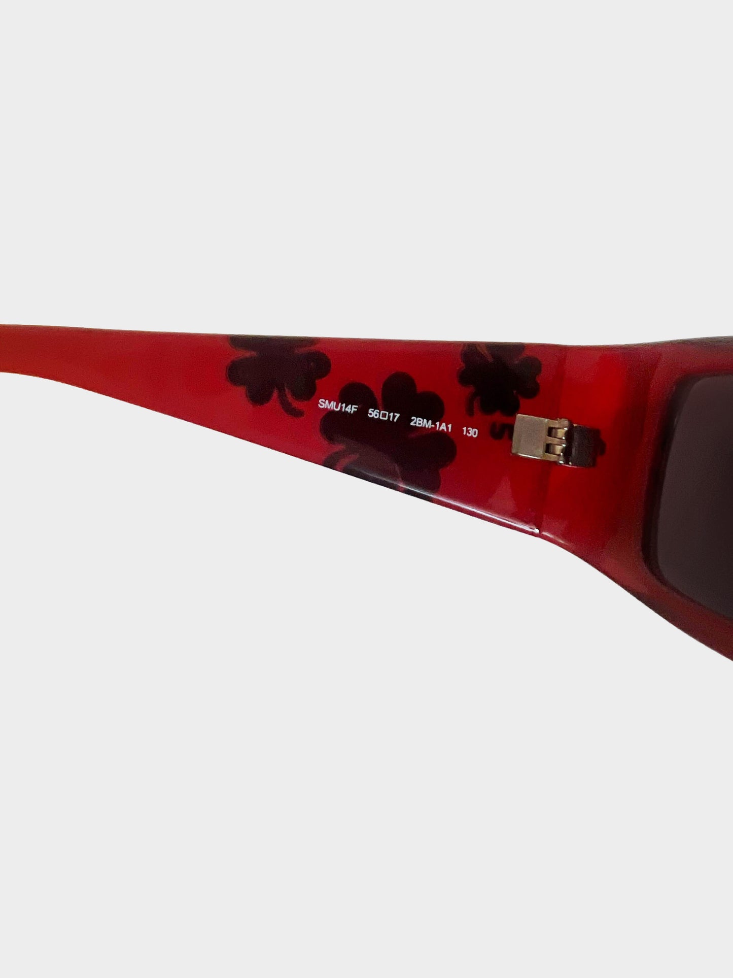 Miu Miu 2000s Burgundy Mirror Clover Motif Sunglasses