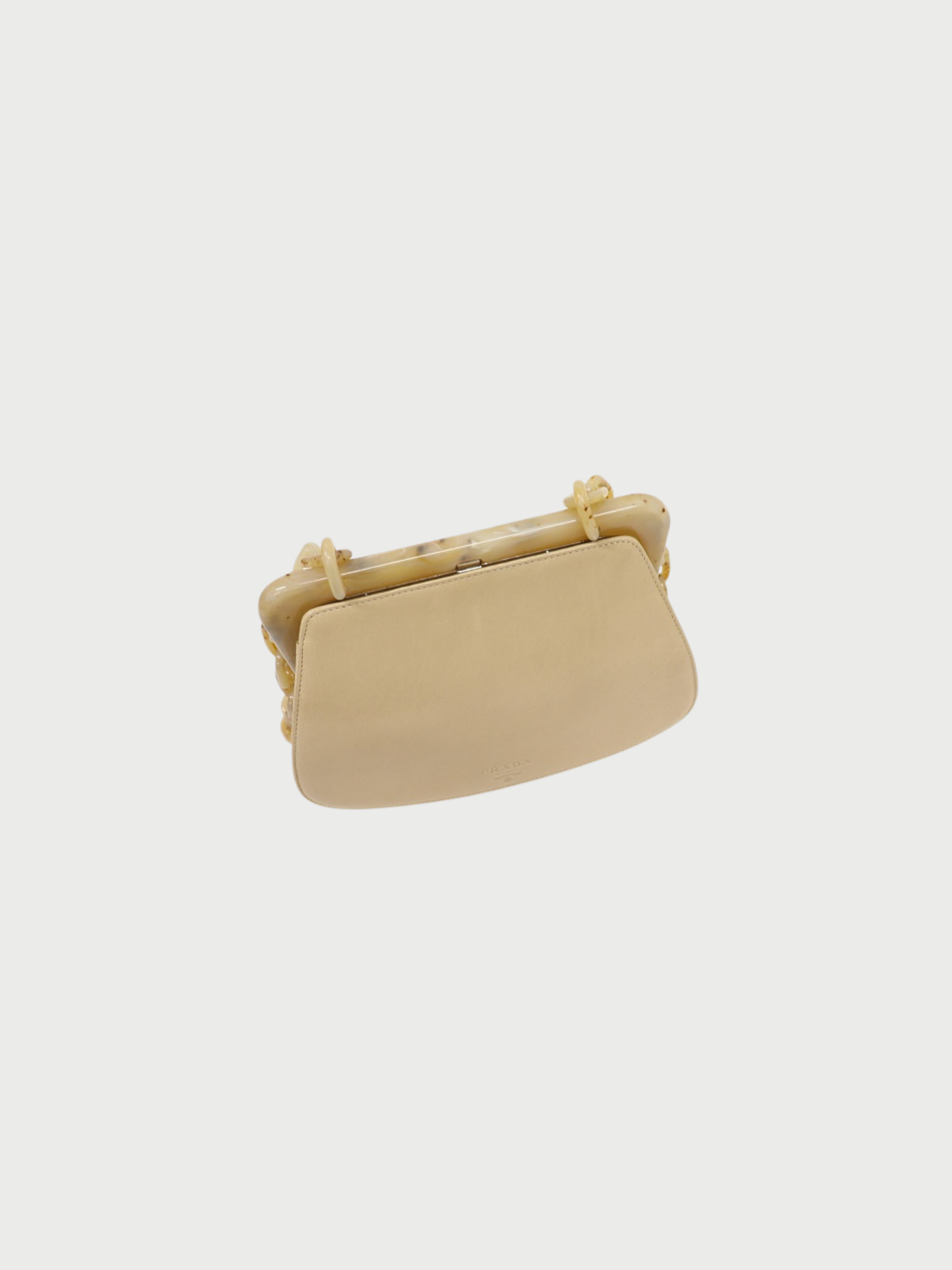 Prada 2000s Ivory Beige Leather Plastic Chain Shoulder Bag