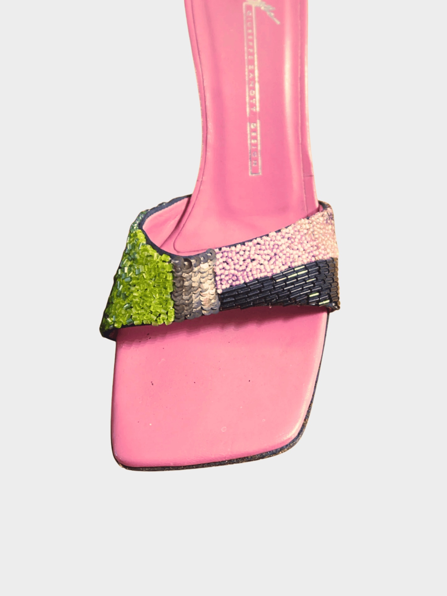 Giuseppe Zanotti 2000s Pink Beaded Sandal Heels