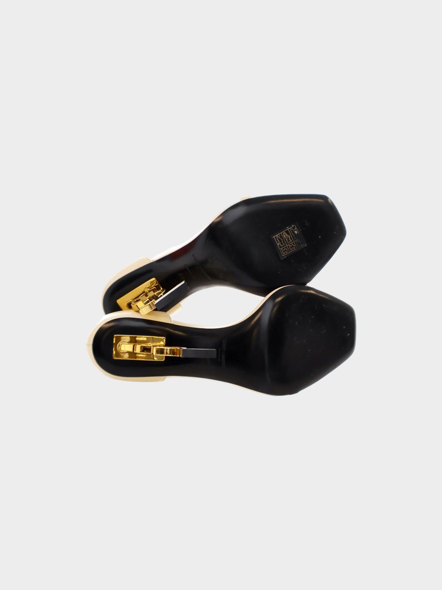 Saint Laurent 2020s Beige and Gold Opyum Leather Sandals