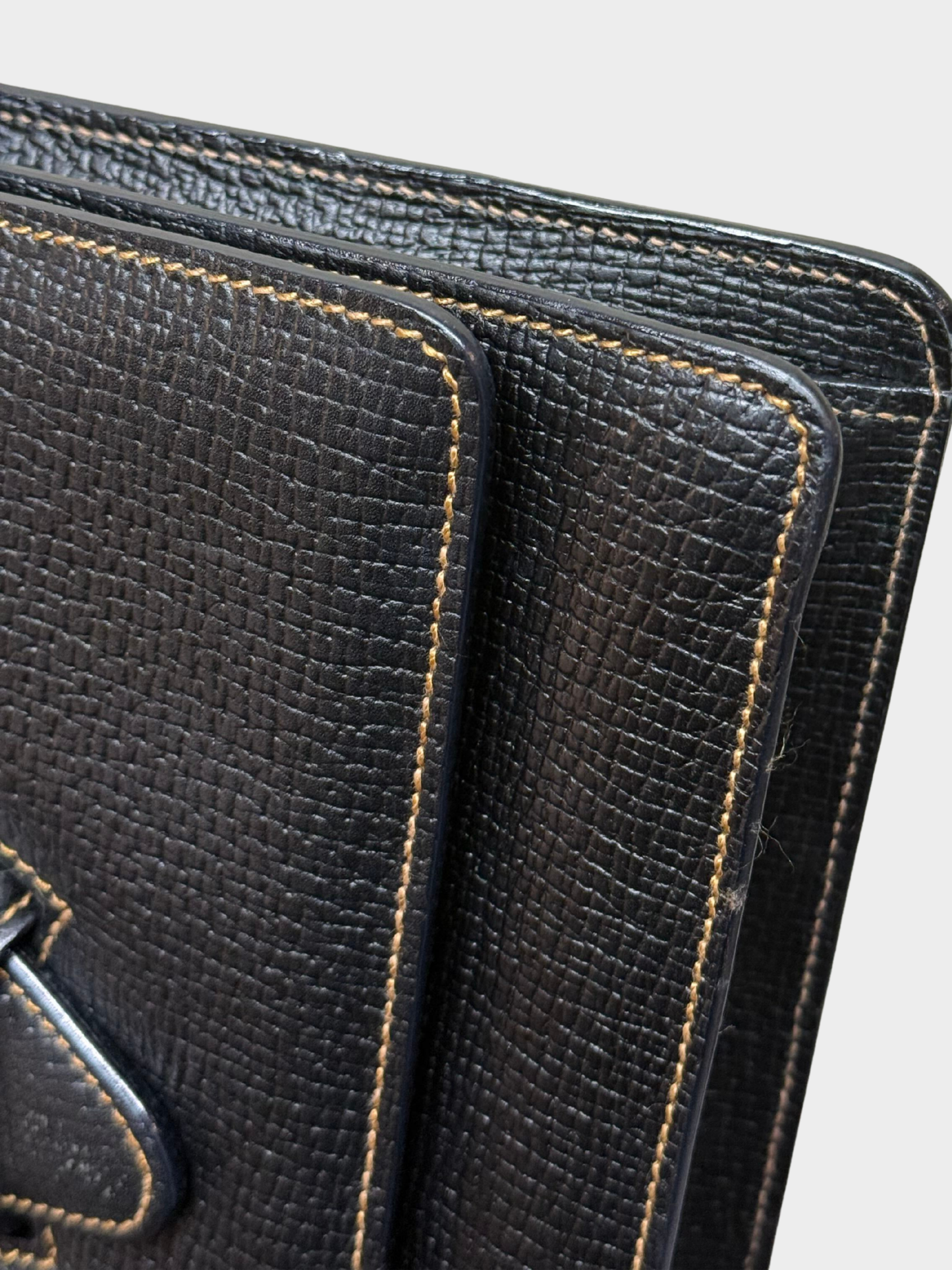 Loewe 1990s Black Grained Leather Barcelona 2-Way Handbag