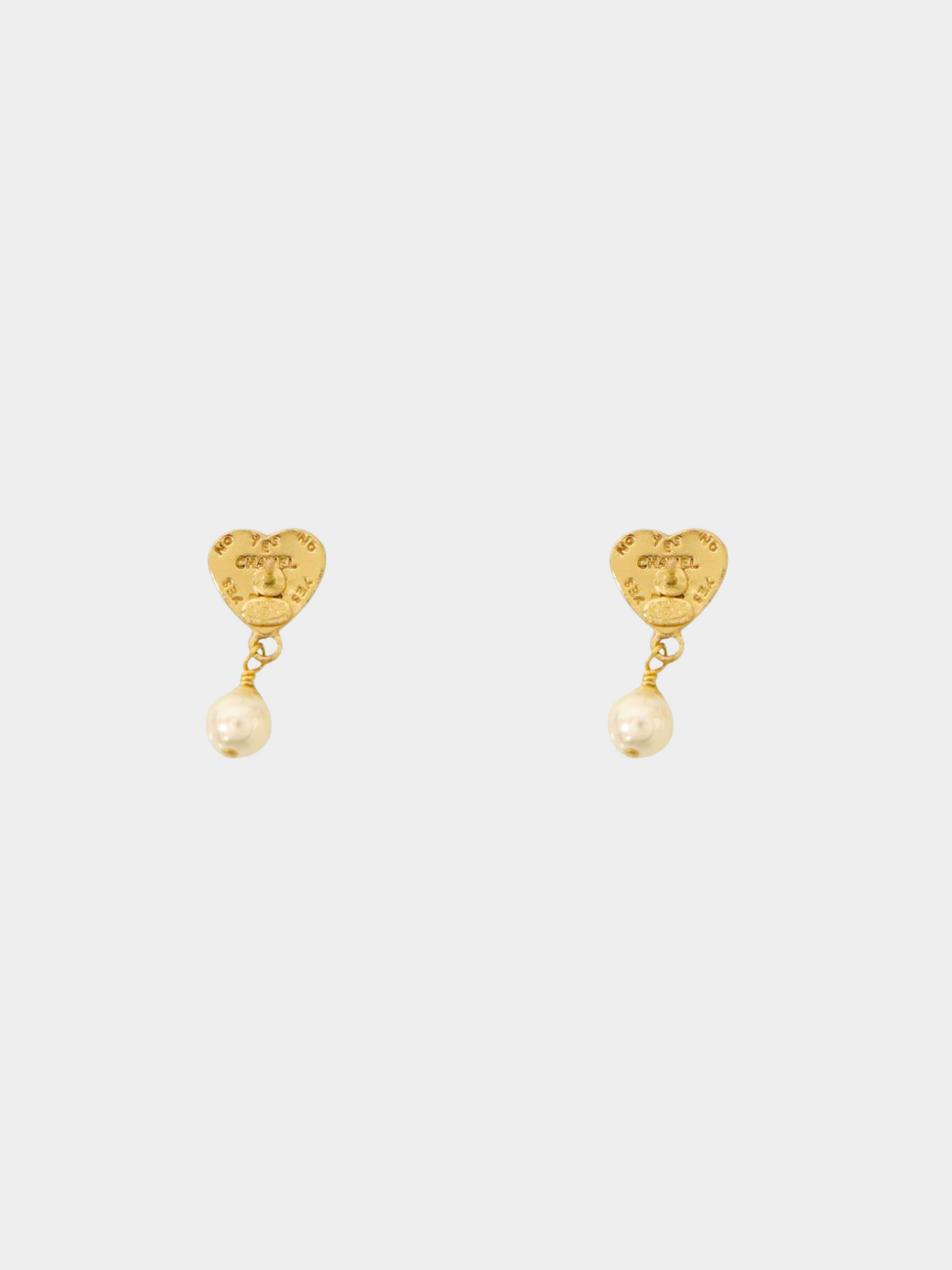 Chanel 2000s Black CC Pearl Hanging Stud Earrings