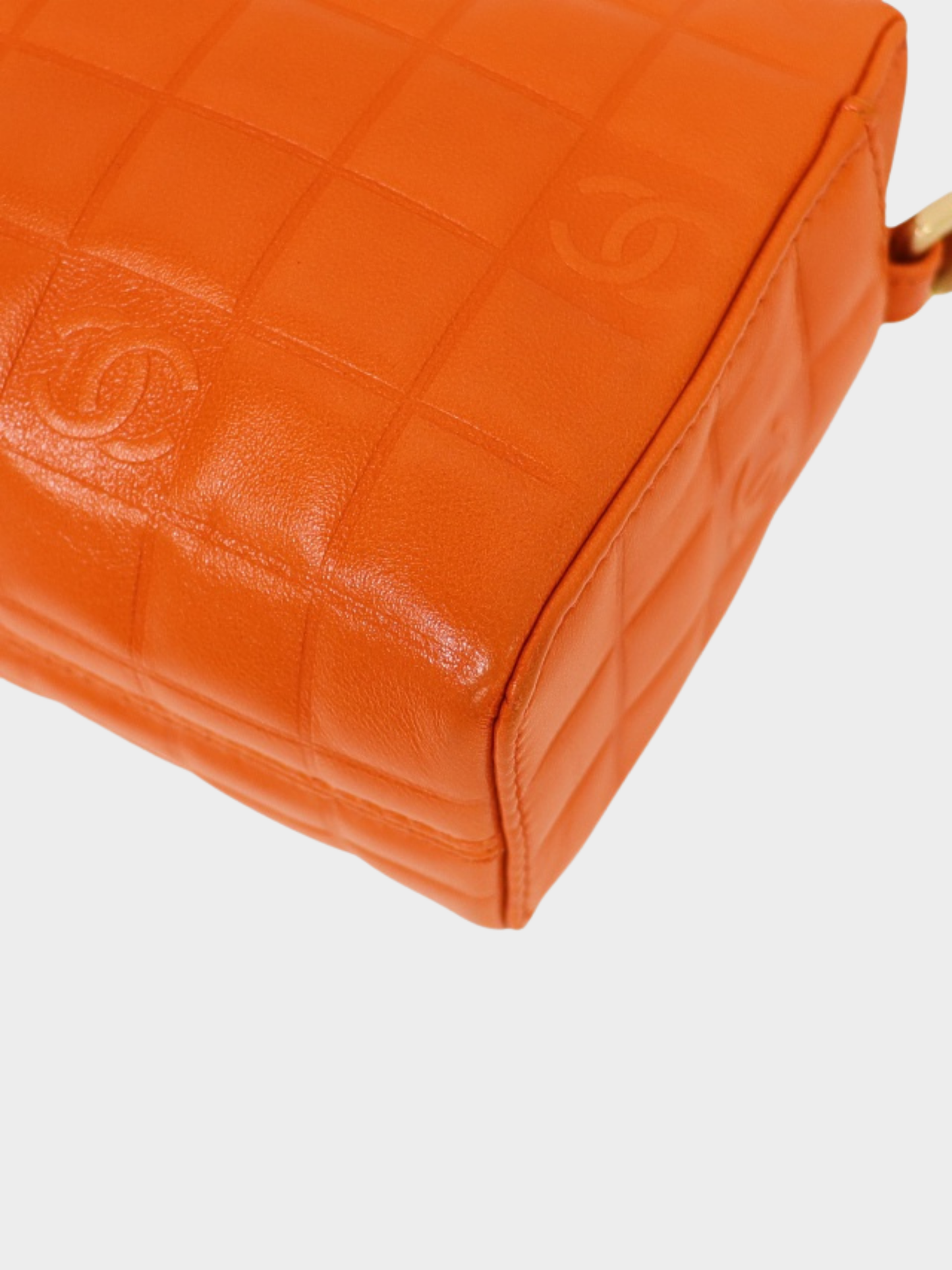 Chanel 2003 Orange Lambskin Chocolate Bar Shoulder Bag